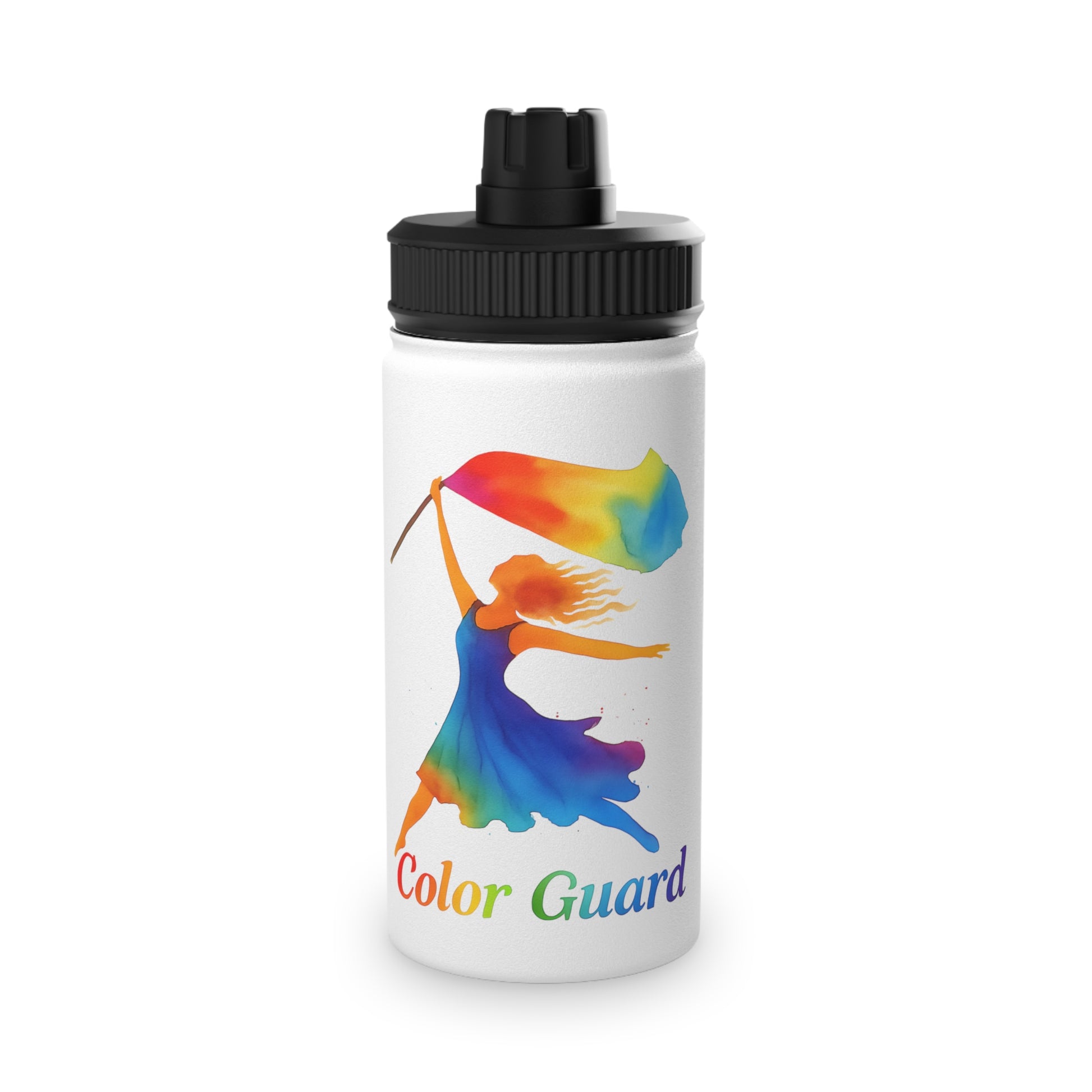 Color Guard Sports Water Bottle, Hydration Gift for Dancers, Reusable Metal Bottle, Gym Equipment, Inspirational Fitness Gear