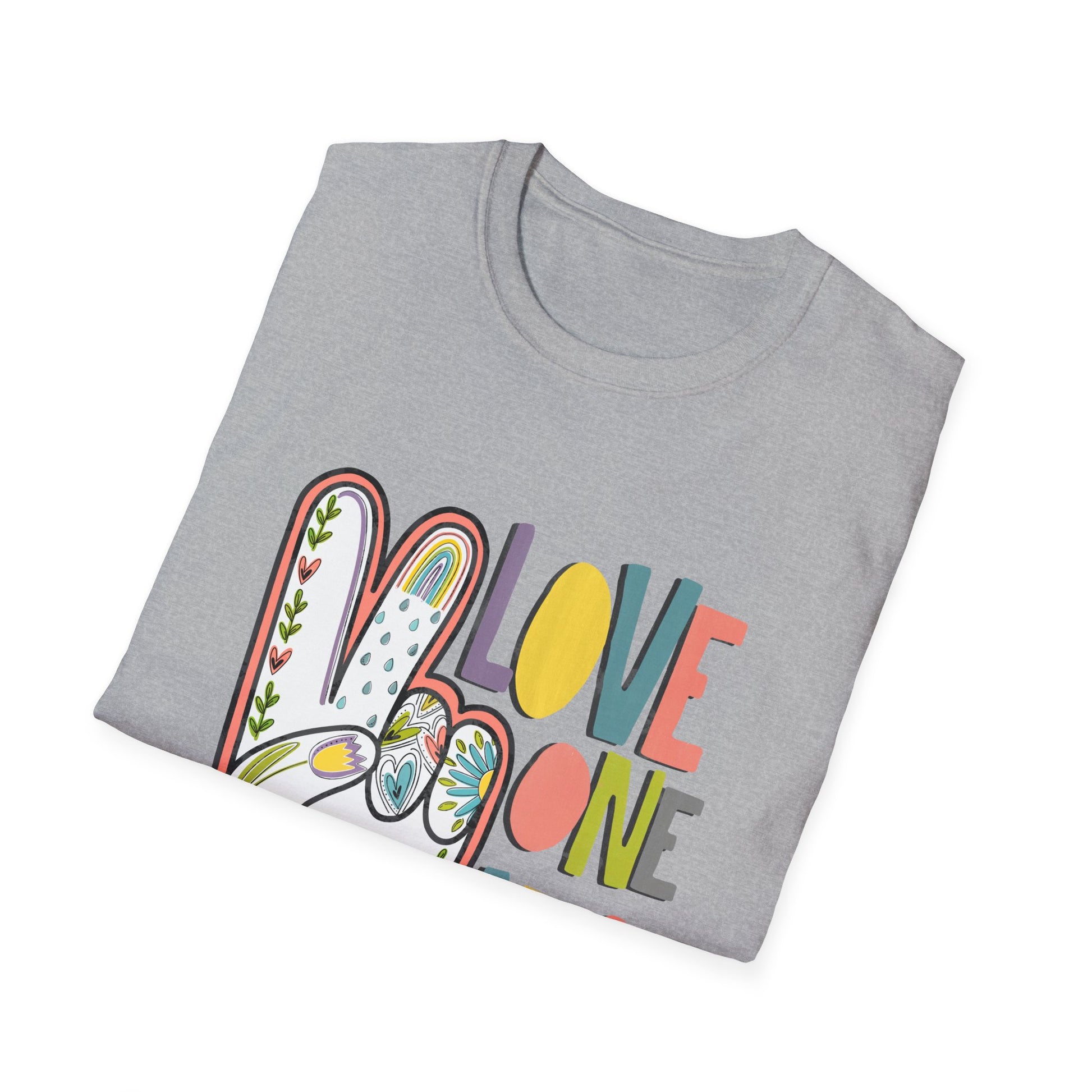 Love One Another Unisex Softstyle T-Shirt, Inspirational Tee, Everyday Casual Wear, Gift for Friends, Peace and Love Apparel
