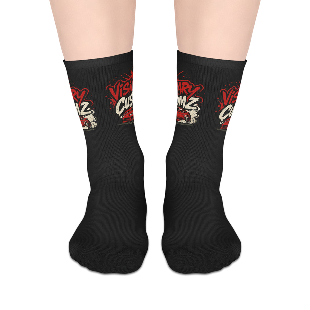 Custom Graphic Socks for Visionary Creatives, Unique Style, Fun Accessories, Gift for Artists, Trendy Mid-Calf Socks
