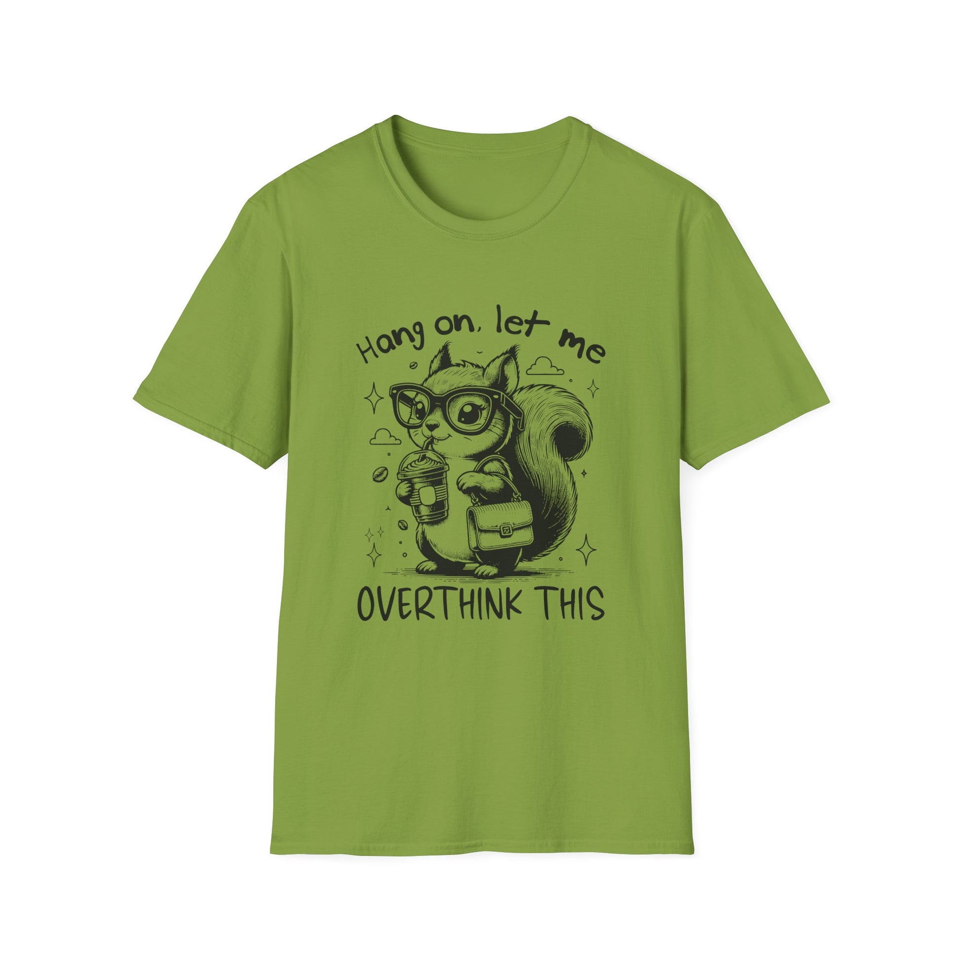 Whimsical Squirrel Tee for Overthinkers, Funny Casual T-Shirt, Gift for Friends, Quirky Outfit, Unisex Softstyle T-Shirt