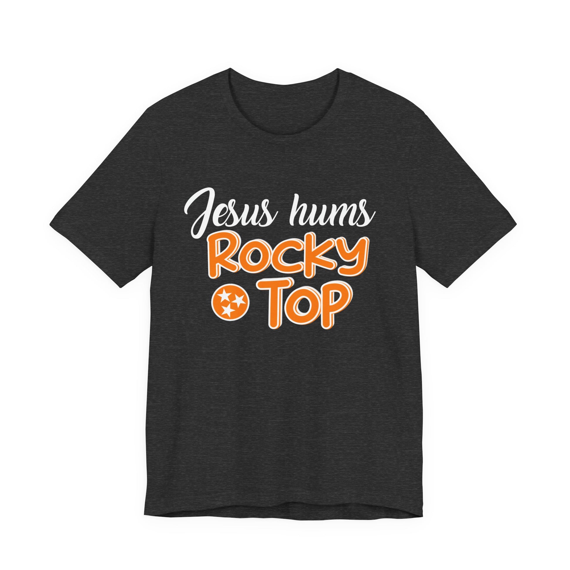 Rocky Top Jesus Hums Tee, Unisex Short Sleeve Shirt, Faith-based Apparel, Tennessee Fan Shirt, Unique Gift for Holidays