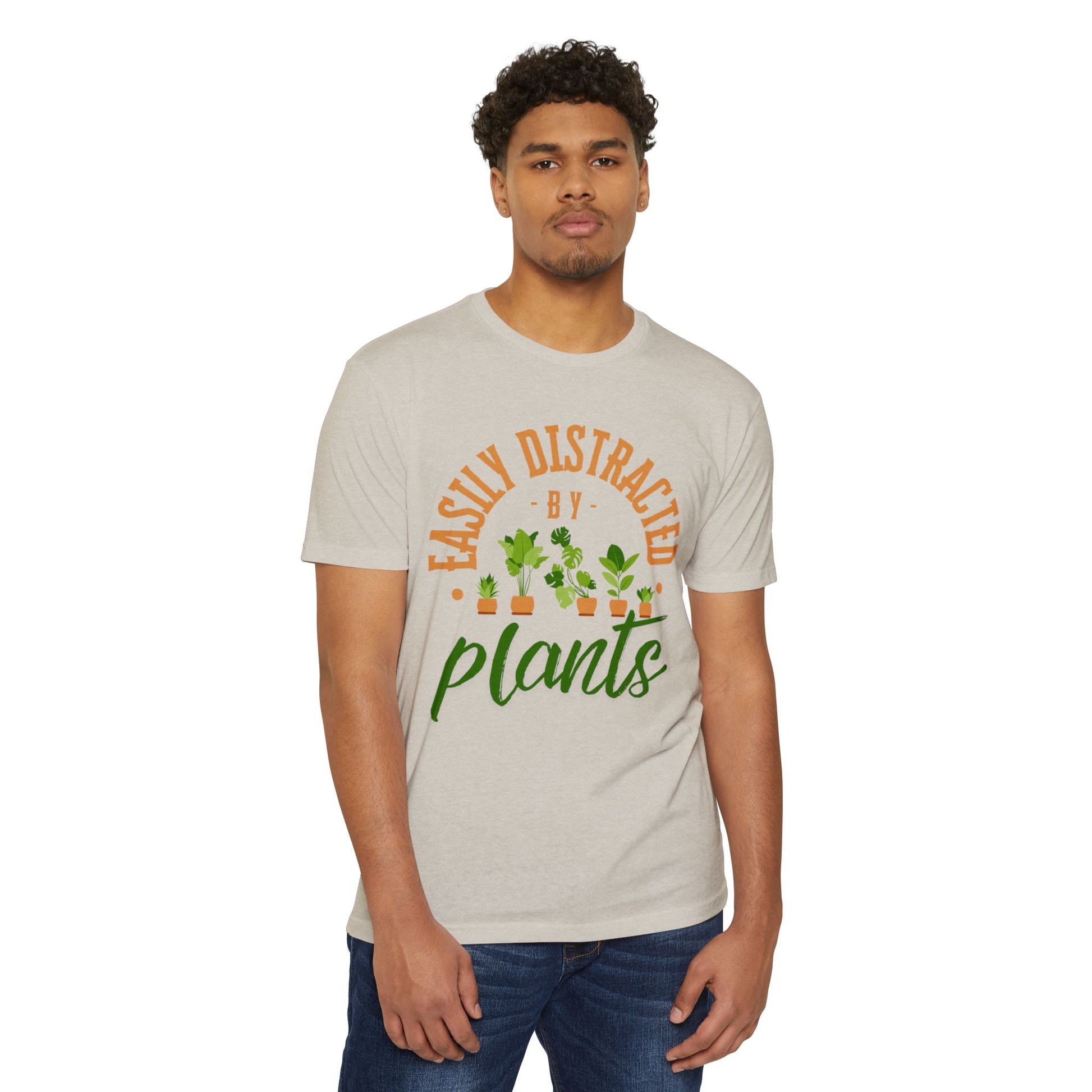 Easily Distracted by Plants T-Shirt, Plant Lover Tee, Gardening Gift, Unisex CVC Jersey T-Shirt, Nature Lover Apparel, Casual Wear