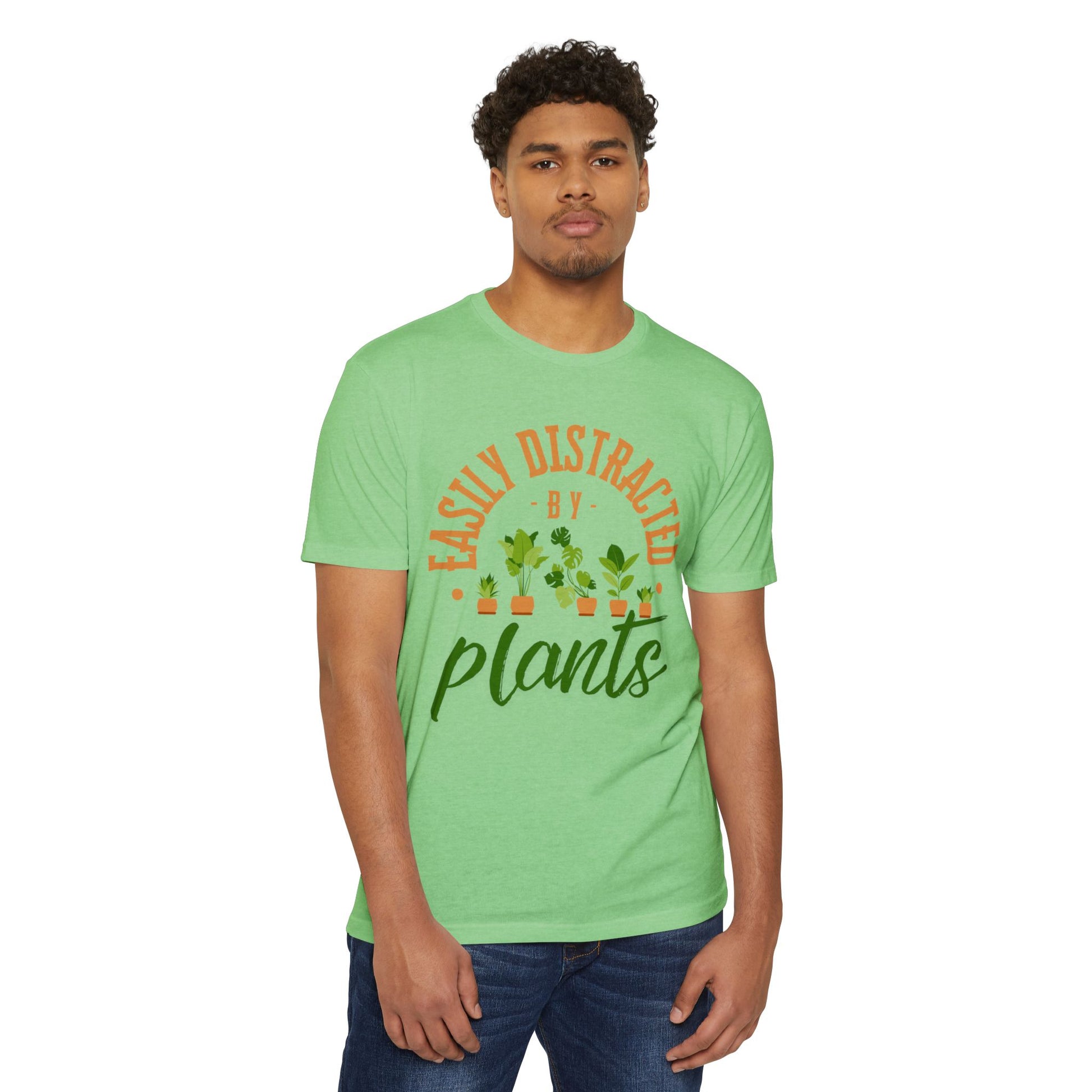 Easily Distracted by Plants T-Shirt, Plant Lover Tee, Gardening Gift, Unisex CVC Jersey T-Shirt, Nature Lover Apparel, Casual Wear