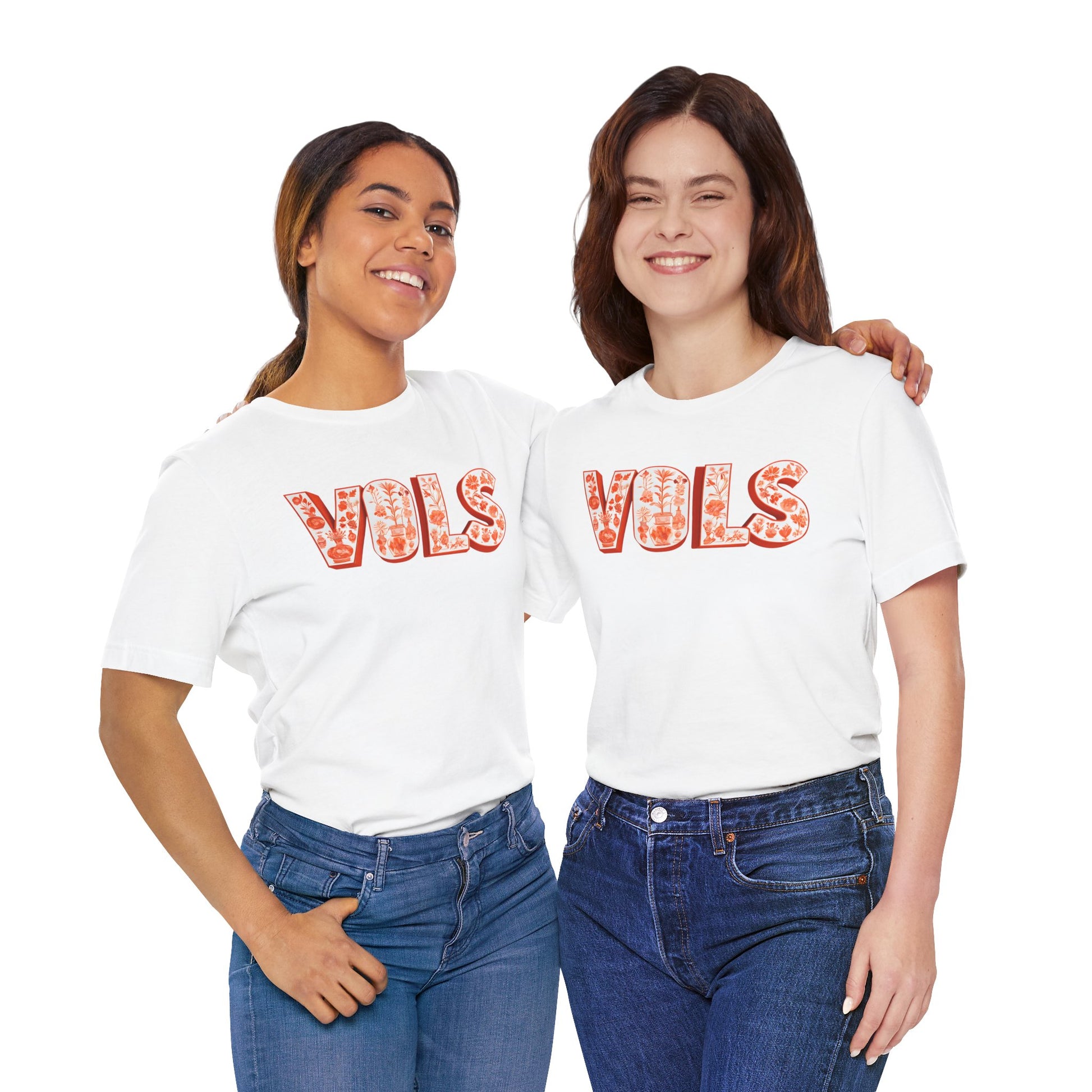 Vibrant Floral 'VOLS' Unisex Jersey Tee, Casual Wear, College Apparel, Game Day Shirt, Gift for Fans, Spring Style
