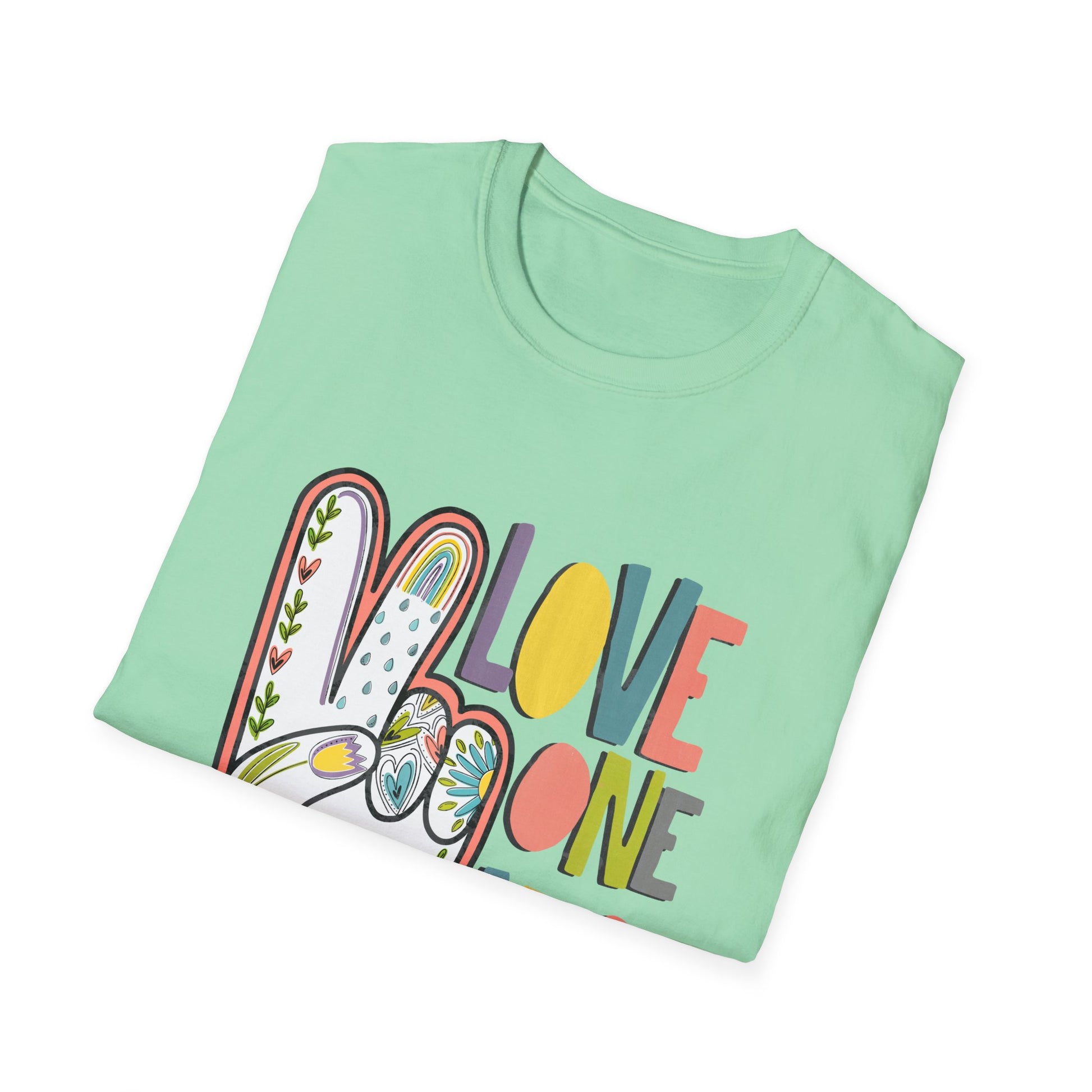 Love One Another Unisex Softstyle T-Shirt, Inspirational Tee, Everyday Casual Wear, Gift for Friends, Peace and Love Apparel