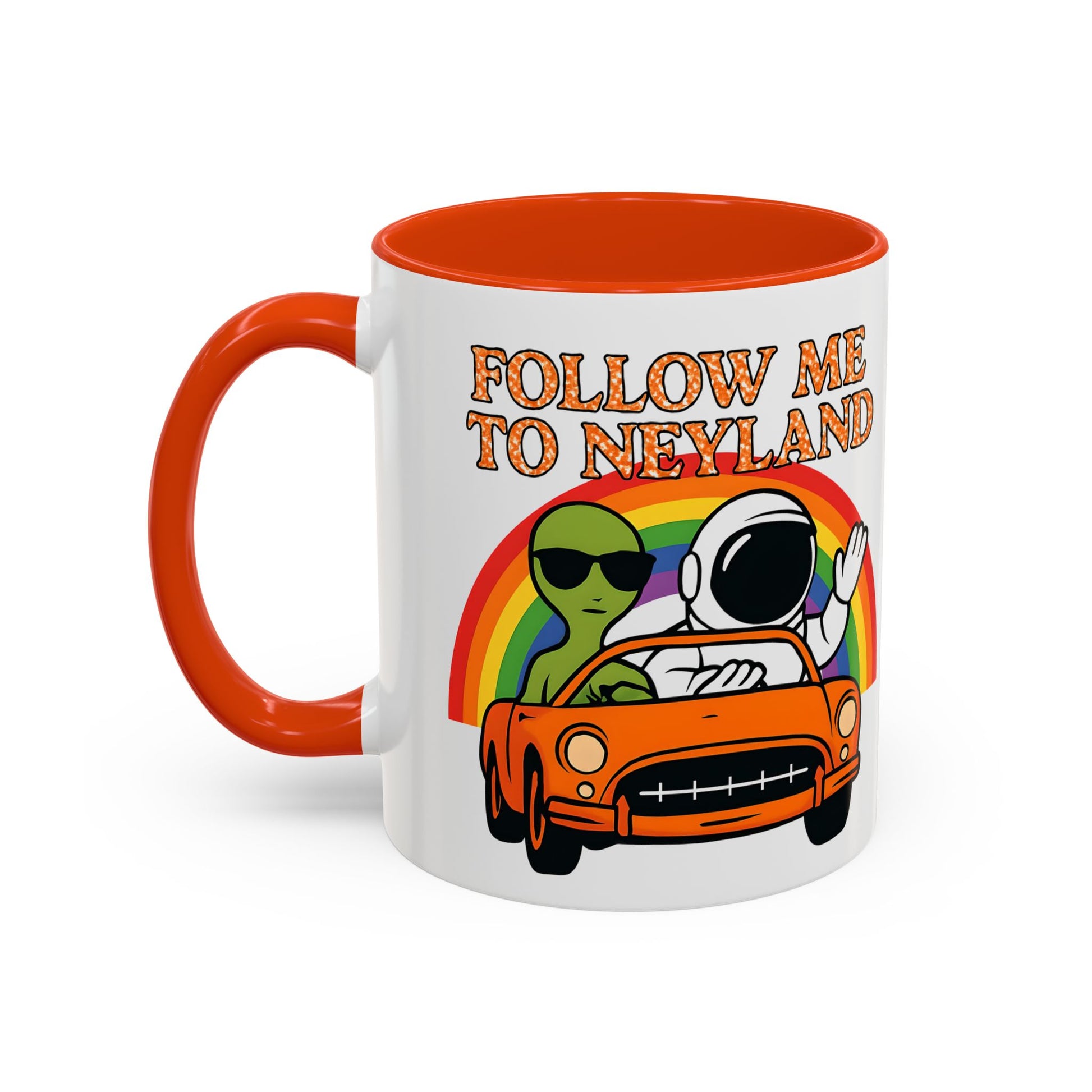 Colorful Alien Adventure Mugs, Fun Decor for Home, Coffee Lover Gifts, Unique Collectibles, Follow Me to Neyland
