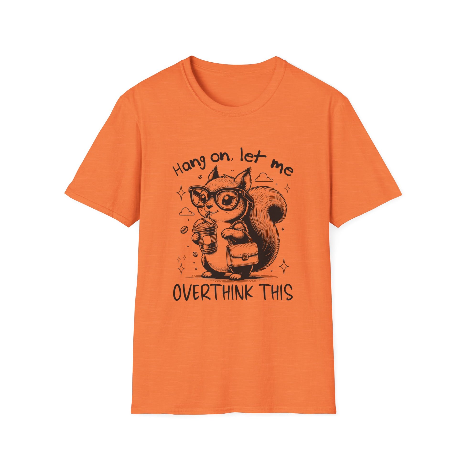 Whimsical Squirrel Tee for Overthinkers, Funny Casual T-Shirt, Gift for Friends, Quirky Outfit, Unisex Softstyle T-Shirt
