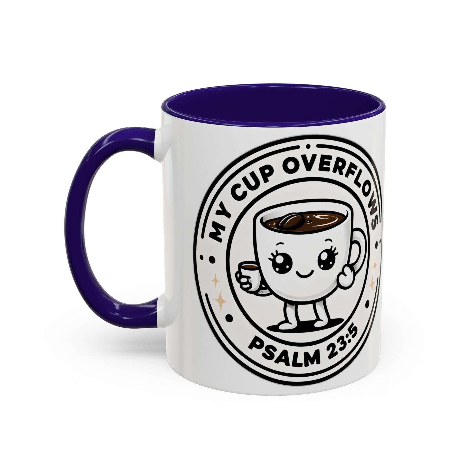 Colorful Coffee Mugs, Cute Bible Verse Mugs, Inspirational Drinkware, Psalm 23:5 Gift, Cozy Home Essentials