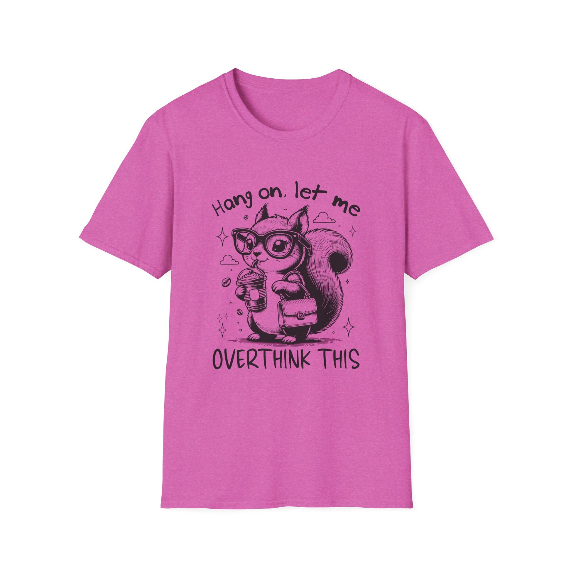 Whimsical Squirrel Tee for Overthinkers, Funny Casual T-Shirt, Gift for Friends, Quirky Outfit, Unisex Softstyle T-Shirt