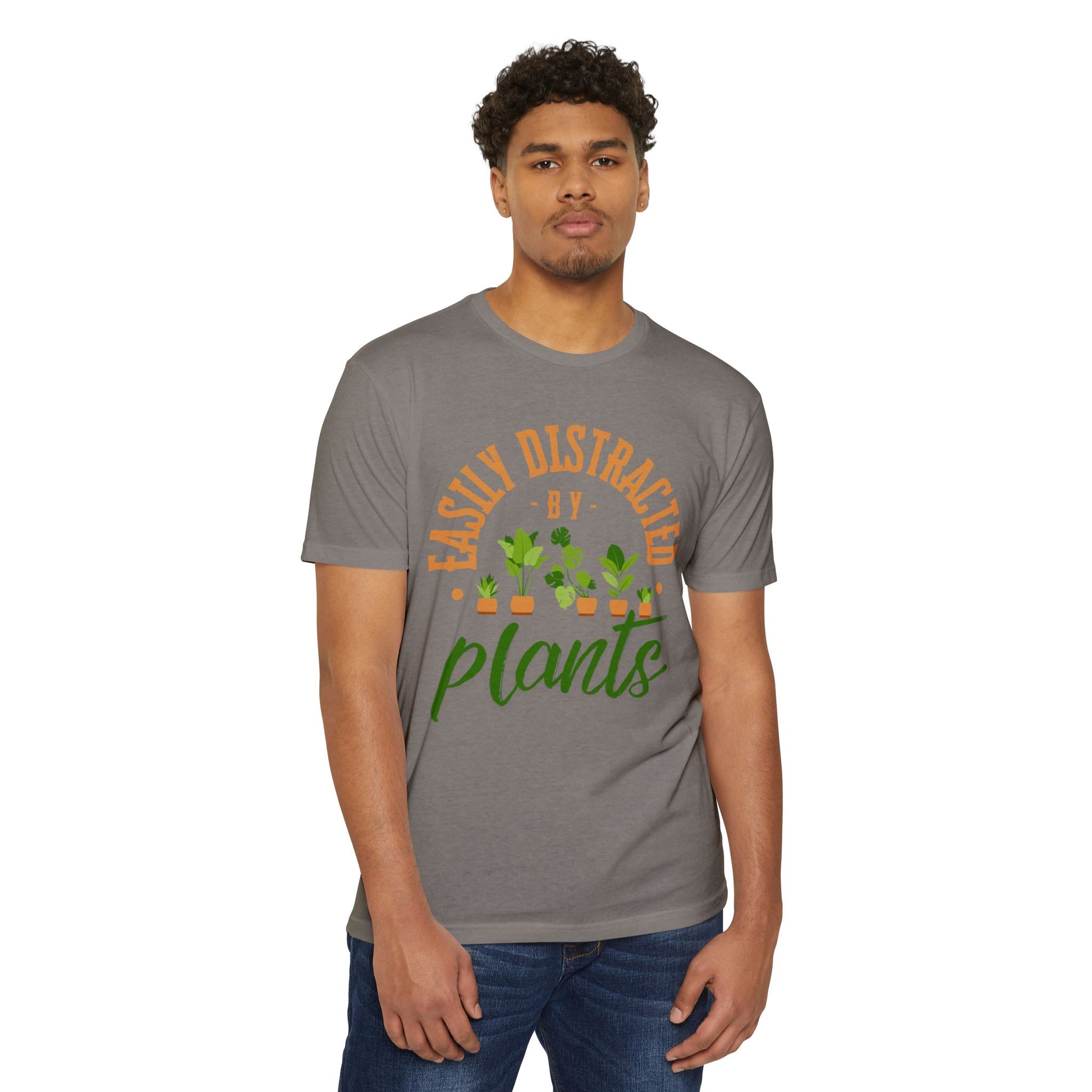 Easily Distracted by Plants T-Shirt, Plant Lover Tee, Gardening Gift, Unisex CVC Jersey T-Shirt, Nature Lover Apparel, Casual Wear