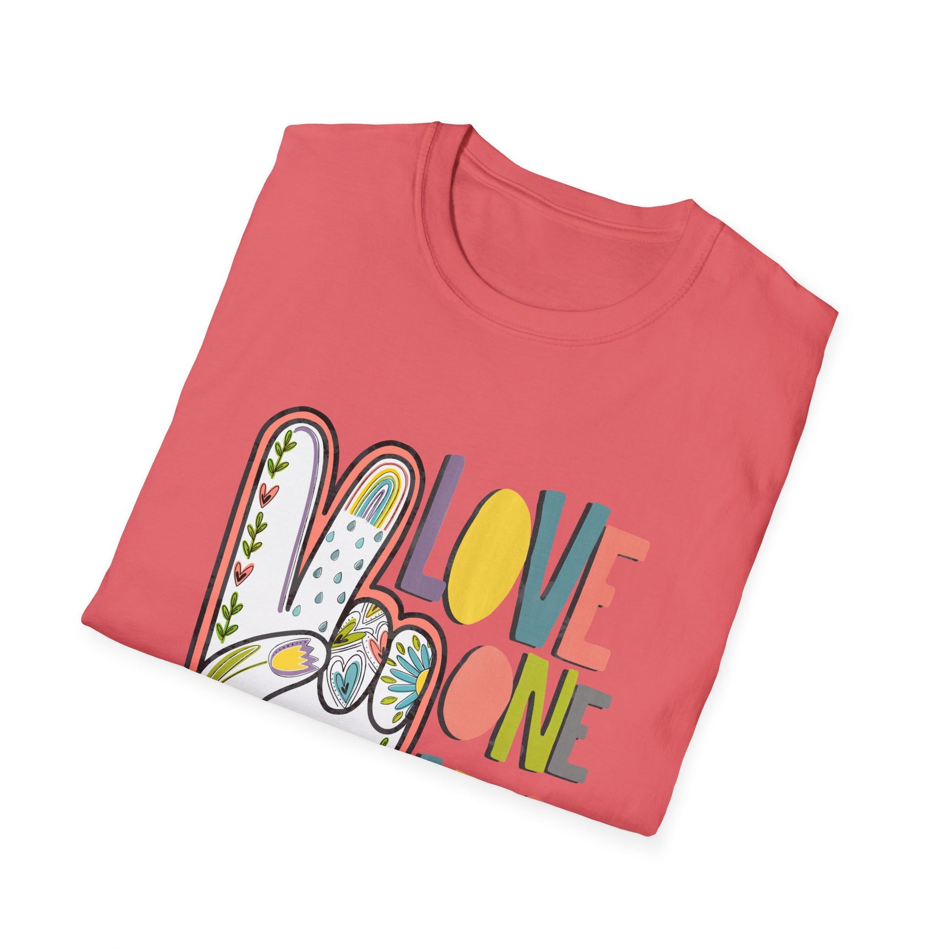 Love One Another Unisex Softstyle T-Shirt, Inspirational Tee, Everyday Casual Wear, Gift for Friends, Peace and Love Apparel