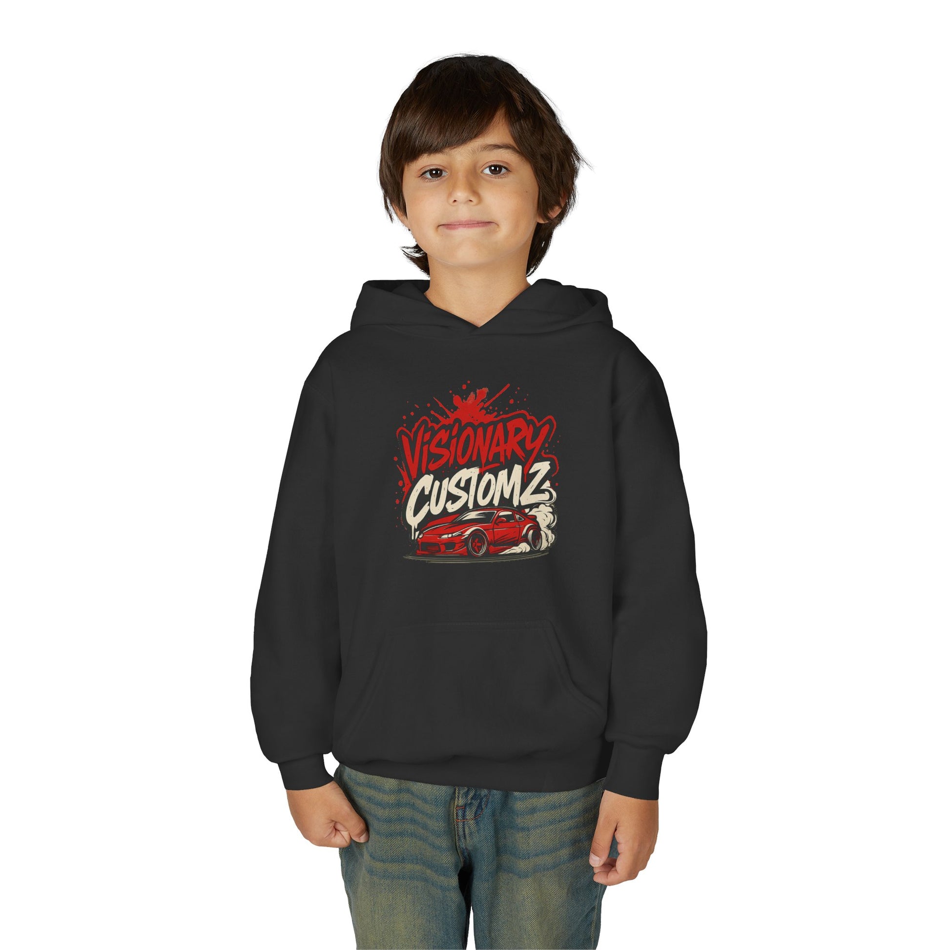 Visionary Customz Youth Hoodie - Stylish Sweatshirt for Car Enthusiasts, Comfortable Apparel, Gift for Teen Drivers, Custom Graphic Hoody