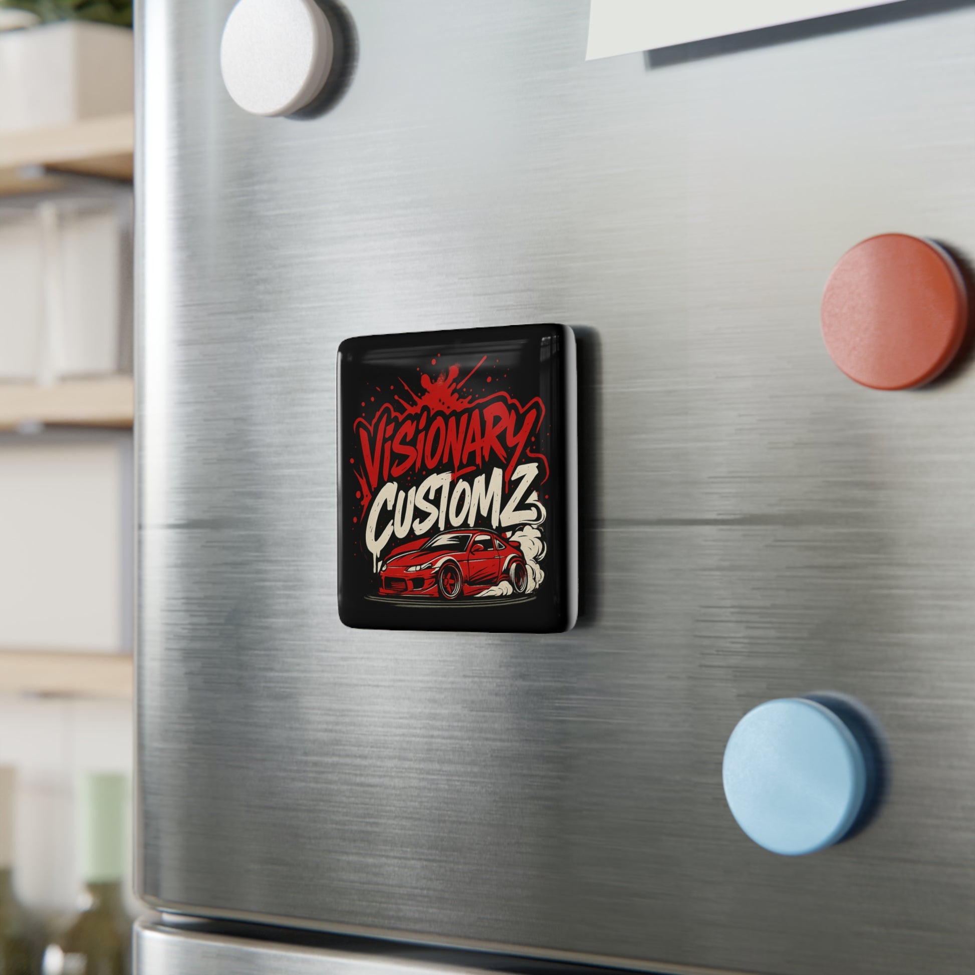 Visionary Customz Porcelain Magnet | Car Enthusiast Gift | Automotive Decor | Unique Fridge Magnet | Custom Car Lover Gift