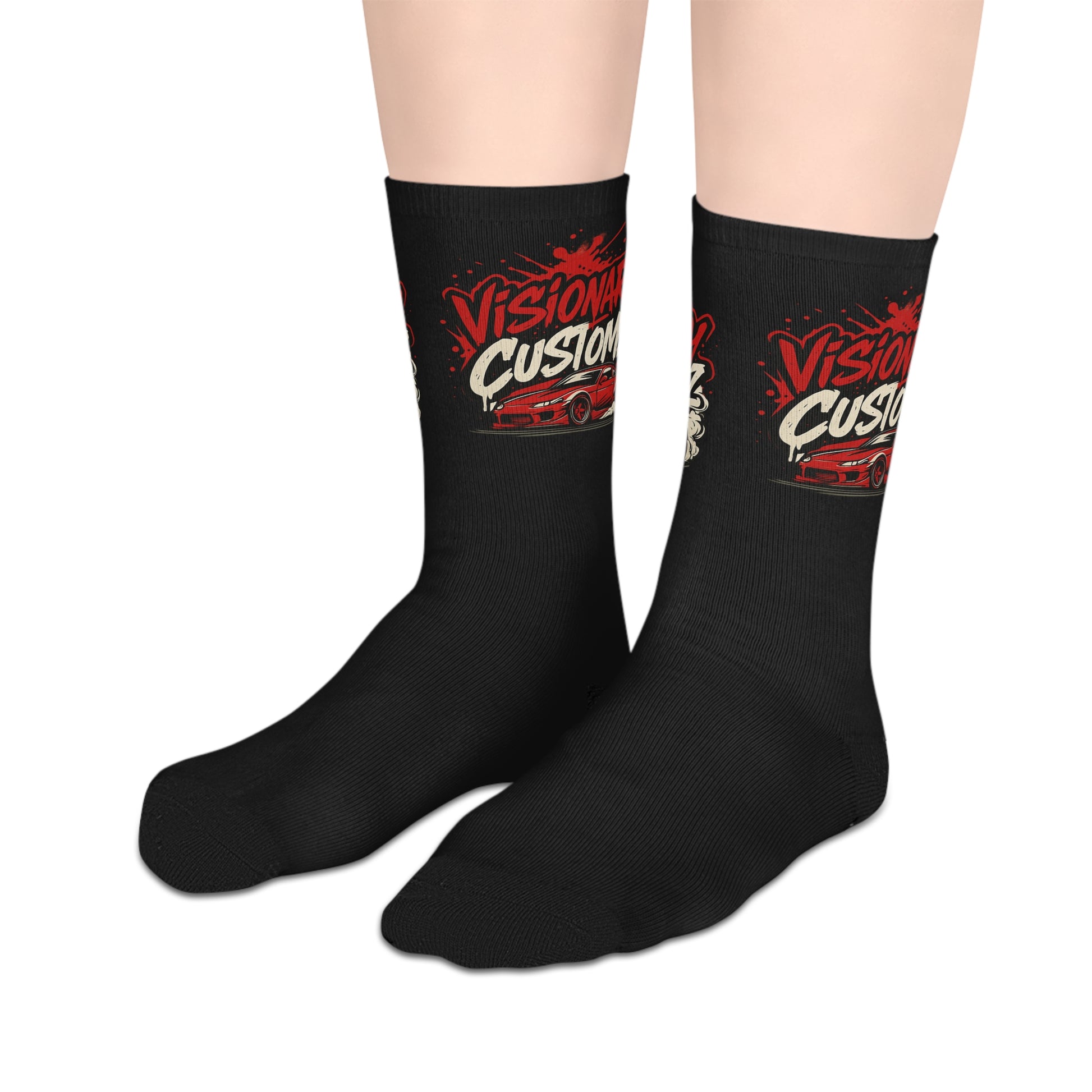 Custom Graphic Socks for Visionary Creatives, Unique Style, Fun Accessories, Gift for Artists, Trendy Mid-Calf Socks