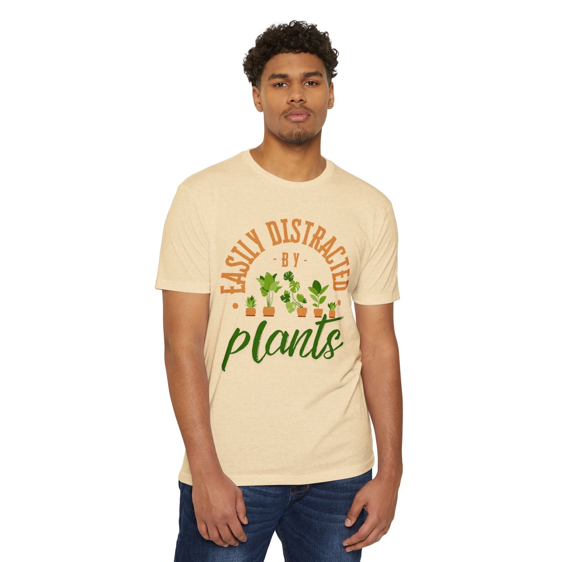 Easily Distracted by Plants T-Shirt, Plant Lover Tee, Gardening Gift, Unisex CVC Jersey T-Shirt, Nature Lover Apparel, Casual Wear