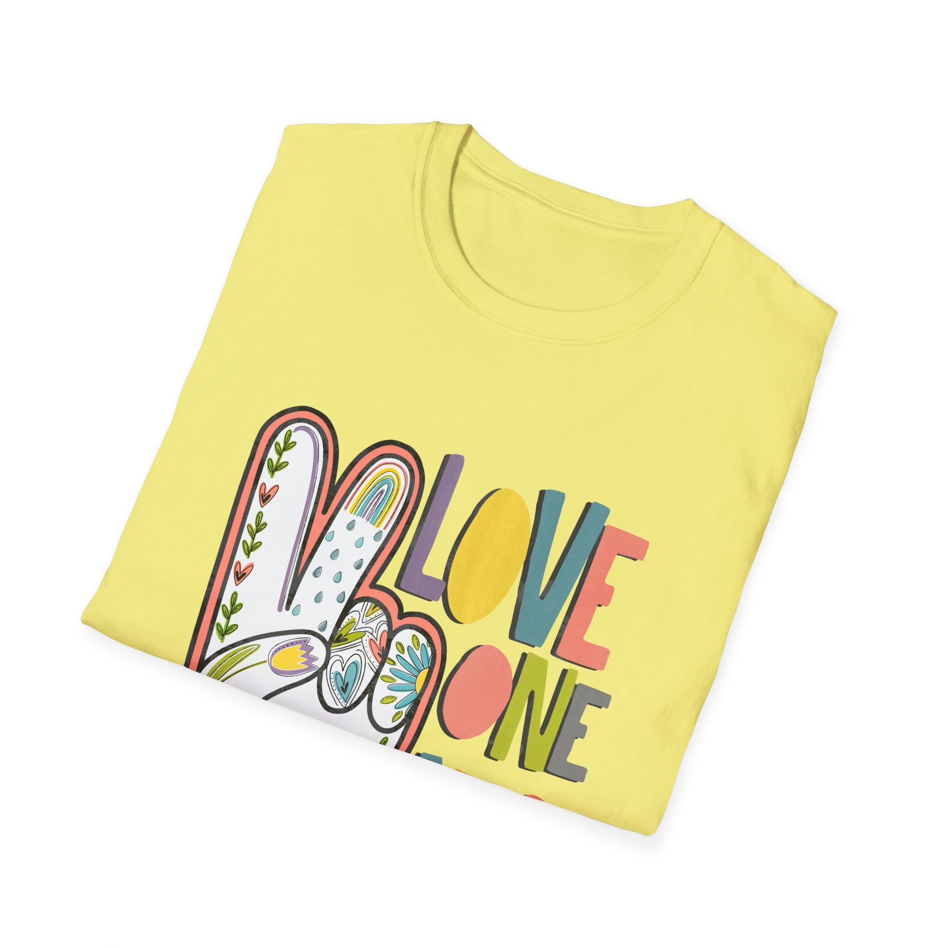 Love One Another Unisex Softstyle T-Shirt, Inspirational Tee, Everyday Casual Wear, Gift for Friends, Peace and Love Apparel