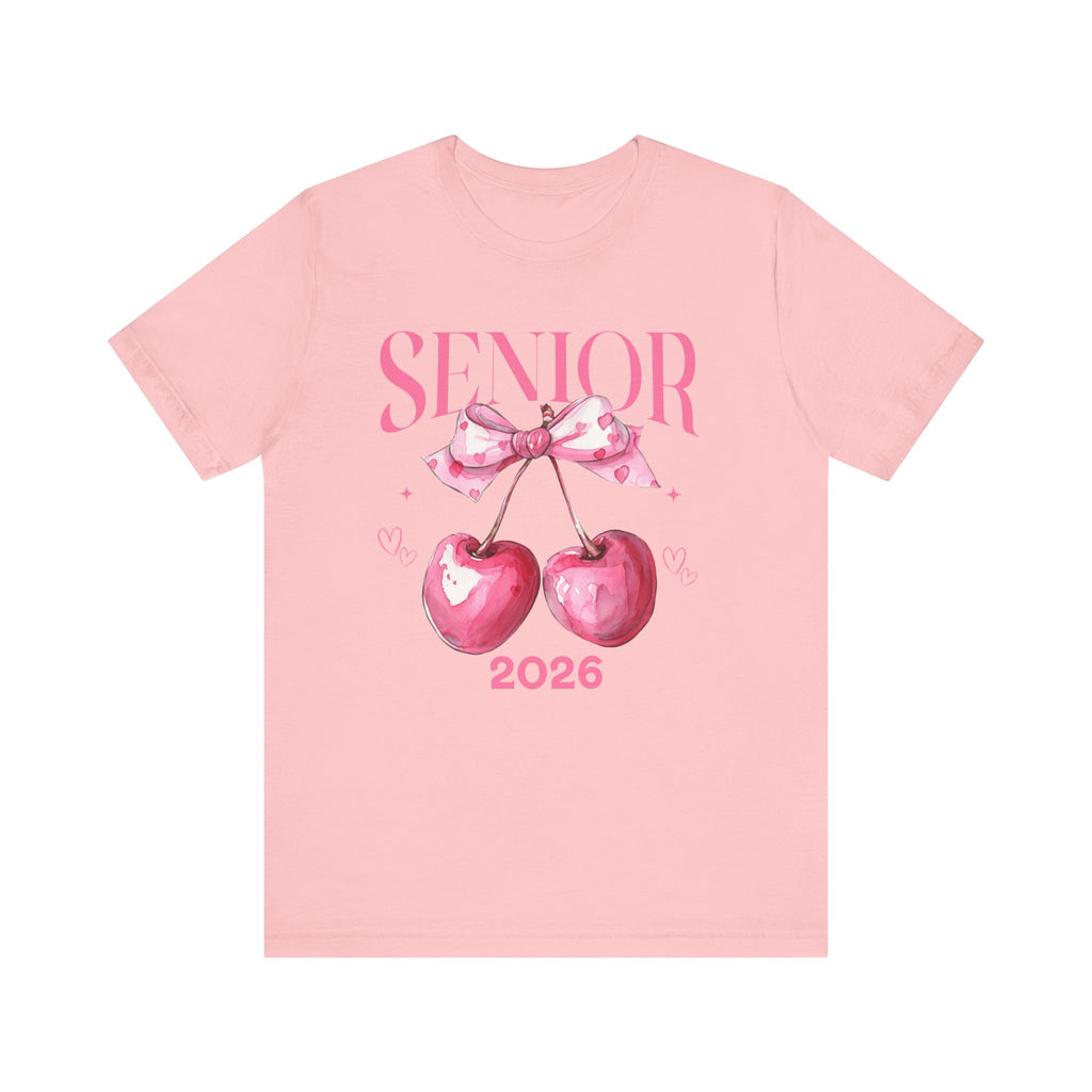 Senior 2026 Cherry Bow Tee, Graduation Gift, Class of 2026 Shirt, Trendy Senior Tee, Unisex Nostalgic Apparel