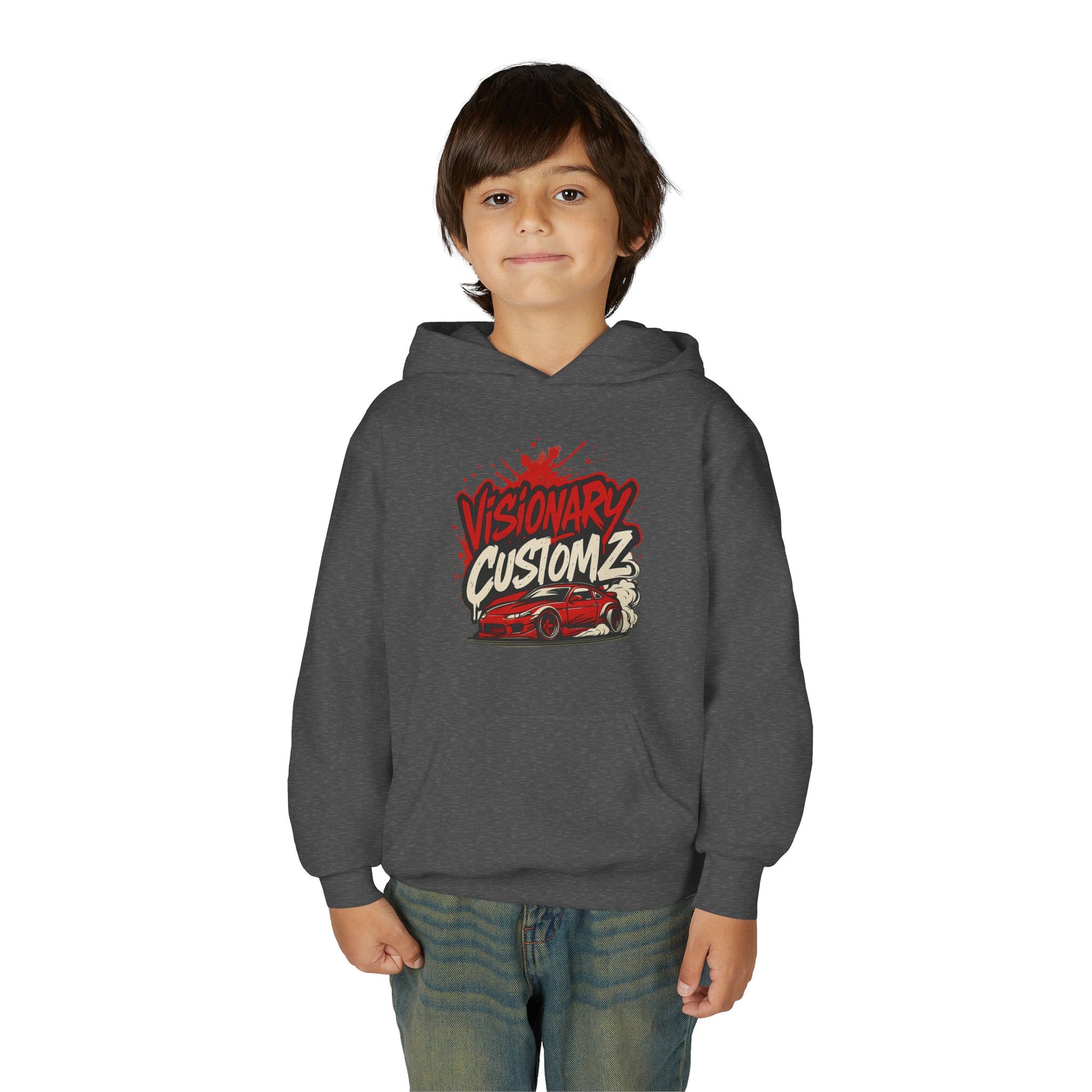 Visionary Customz Youth Hoodie - Stylish Sweatshirt for Car Enthusiasts, Comfortable Apparel, Gift for Teen Drivers, Custom Graphic Hoody