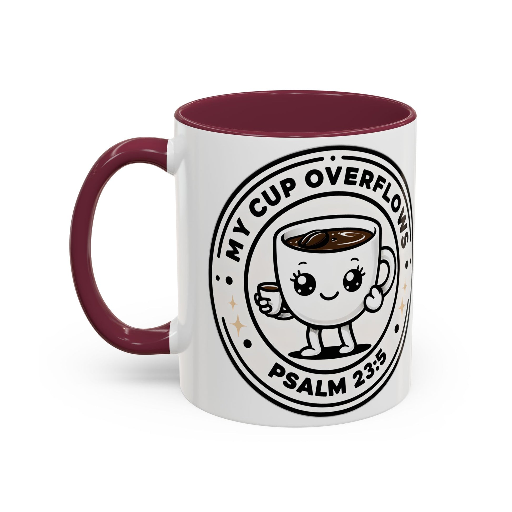 Colorful Coffee Mugs, Cute Bible Verse Mugs, Inspirational Drinkware, Psalm 23:5 Gift, Cozy Home Essentials