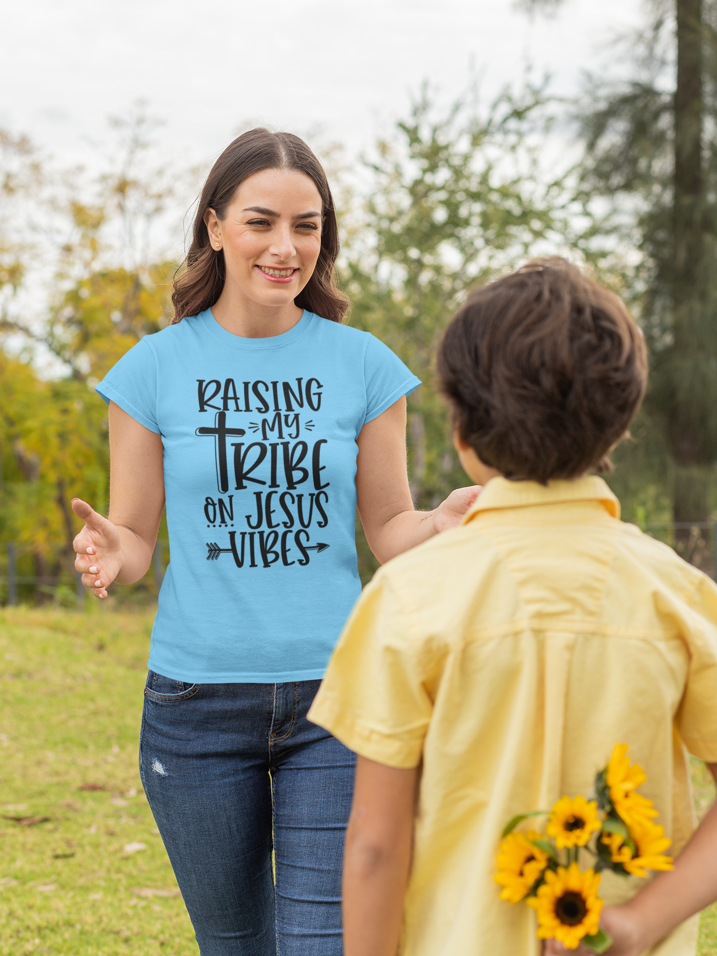 Raising My Tribe on Jesus Vibes Unisex T-Shirt, Christian Tee, Faith-Based Apparel, Gifts for Believers, Casual Church Wear