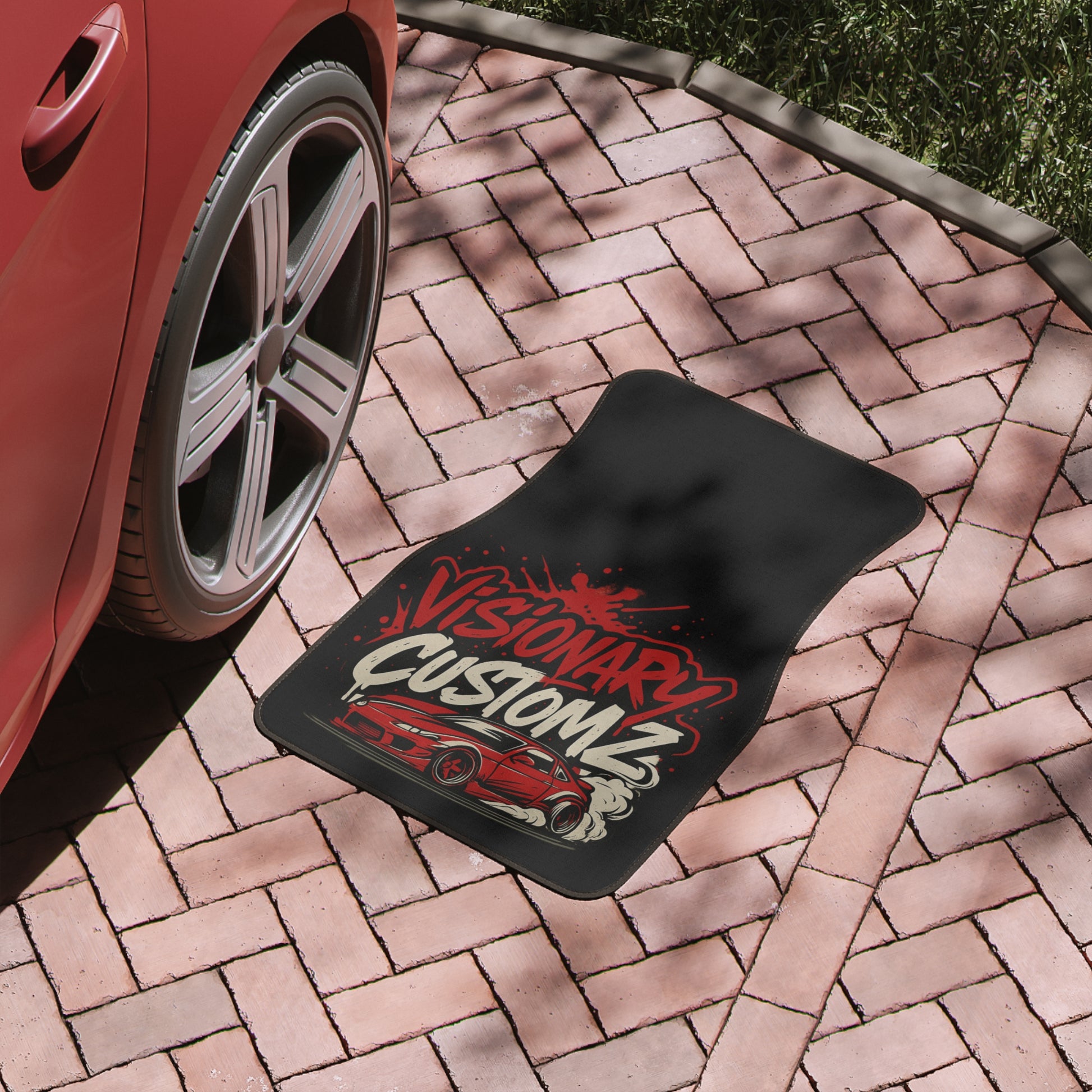 Custom Car Floor Mat with Visionary Customz Design, Auto Accessories, Car Enthusiast Gift, Unique Car Decor, Personalized Car Mats