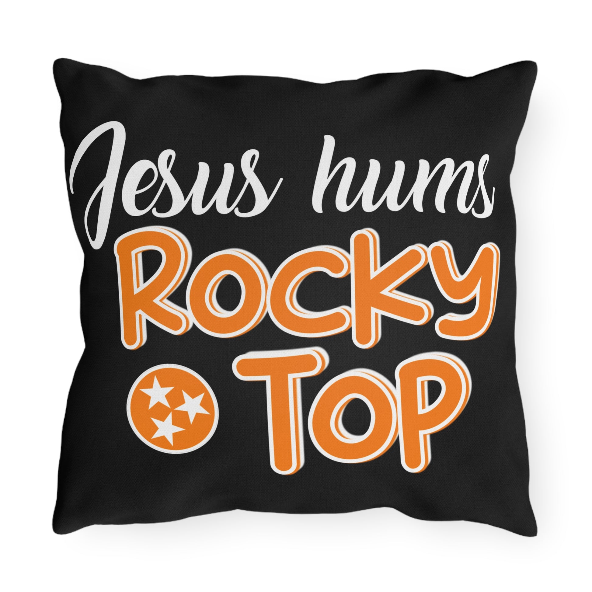 Jesus Hums Rocky Top Outdoor Pillow, Rustic Home Decor, Throw Pillow for Couches, Perfect Gift for Tennessee Fans, Garden Accent Cushion