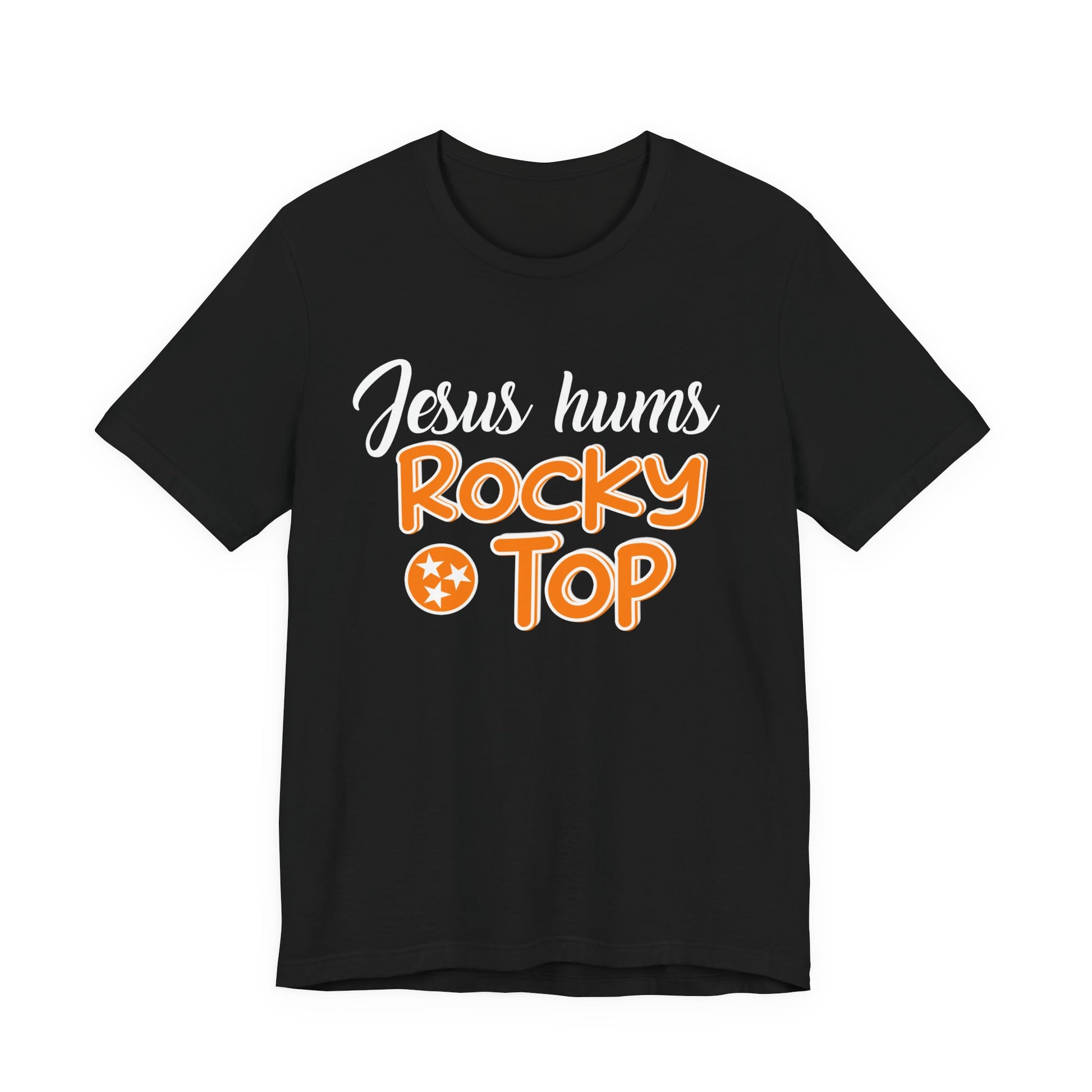 Rocky Top Jesus Hums Tee, Unisex Short Sleeve Shirt, Faith-based Apparel, Tennessee Fan Shirt, Unique Gift for Holidays