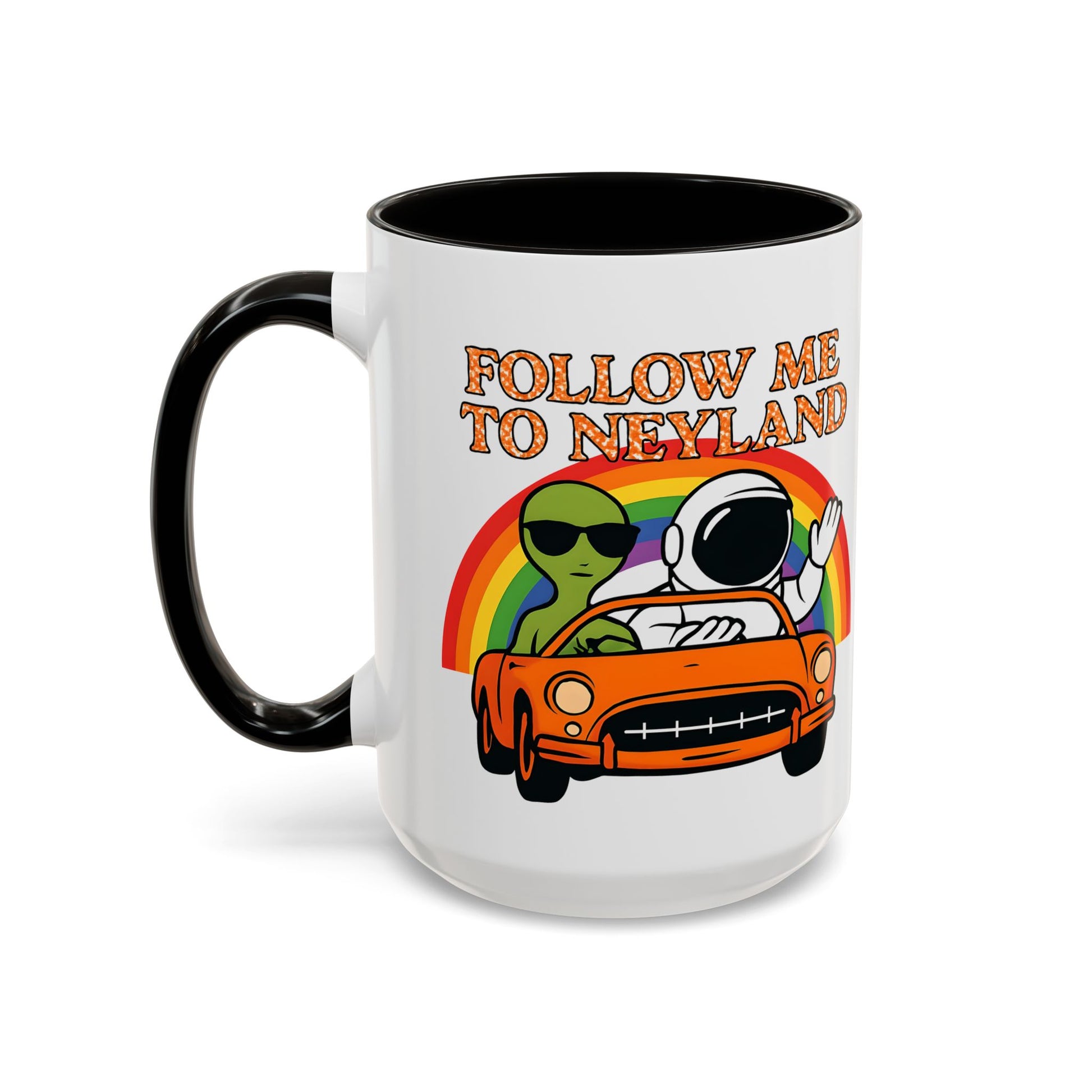 Colorful Alien Adventure Mugs, Fun Decor for Home, Coffee Lover Gifts, Unique Collectibles, Follow Me to Neyland