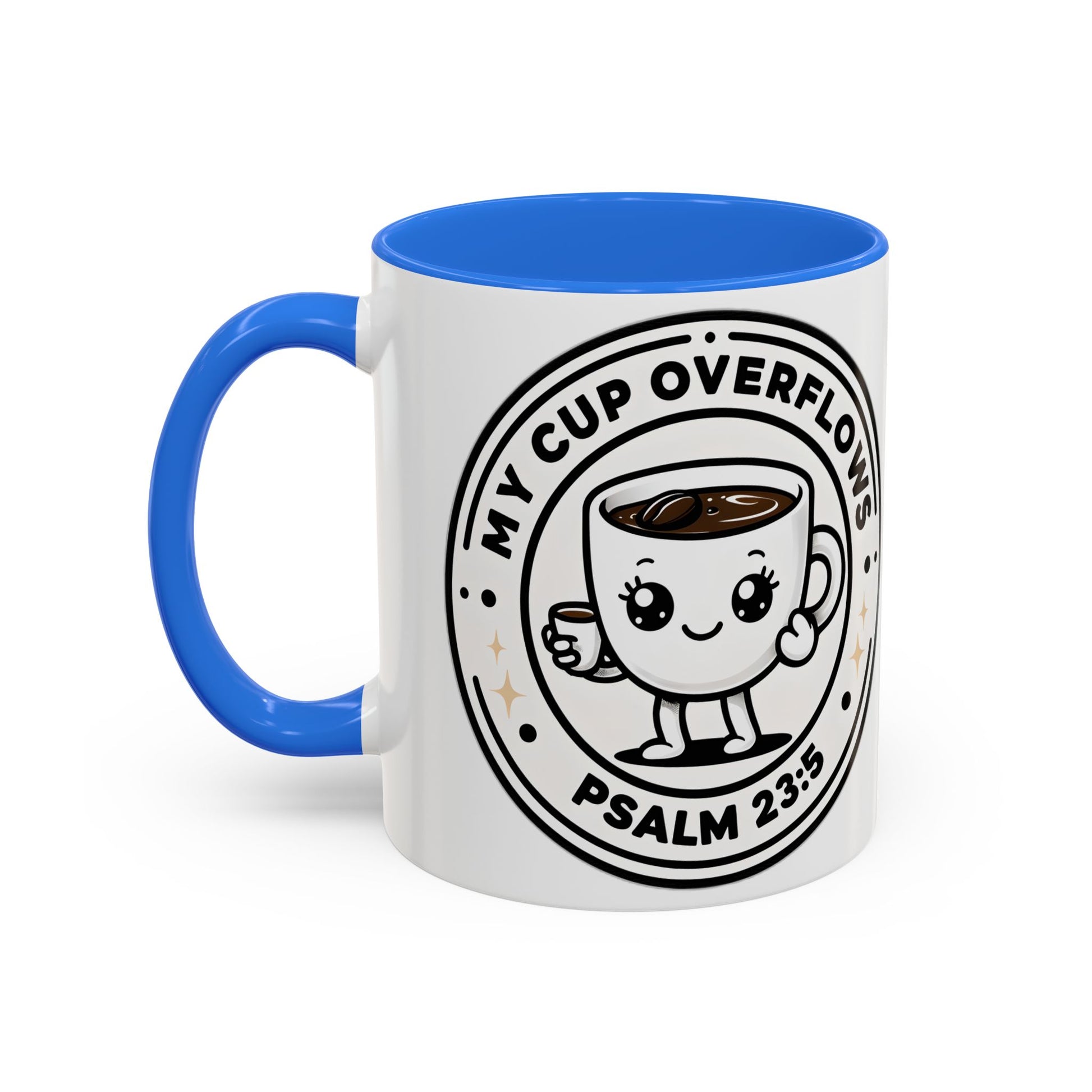 Colorful Coffee Mugs, Cute Bible Verse Mugs, Inspirational Drinkware, Psalm 23:5 Gift, Cozy Home Essentials