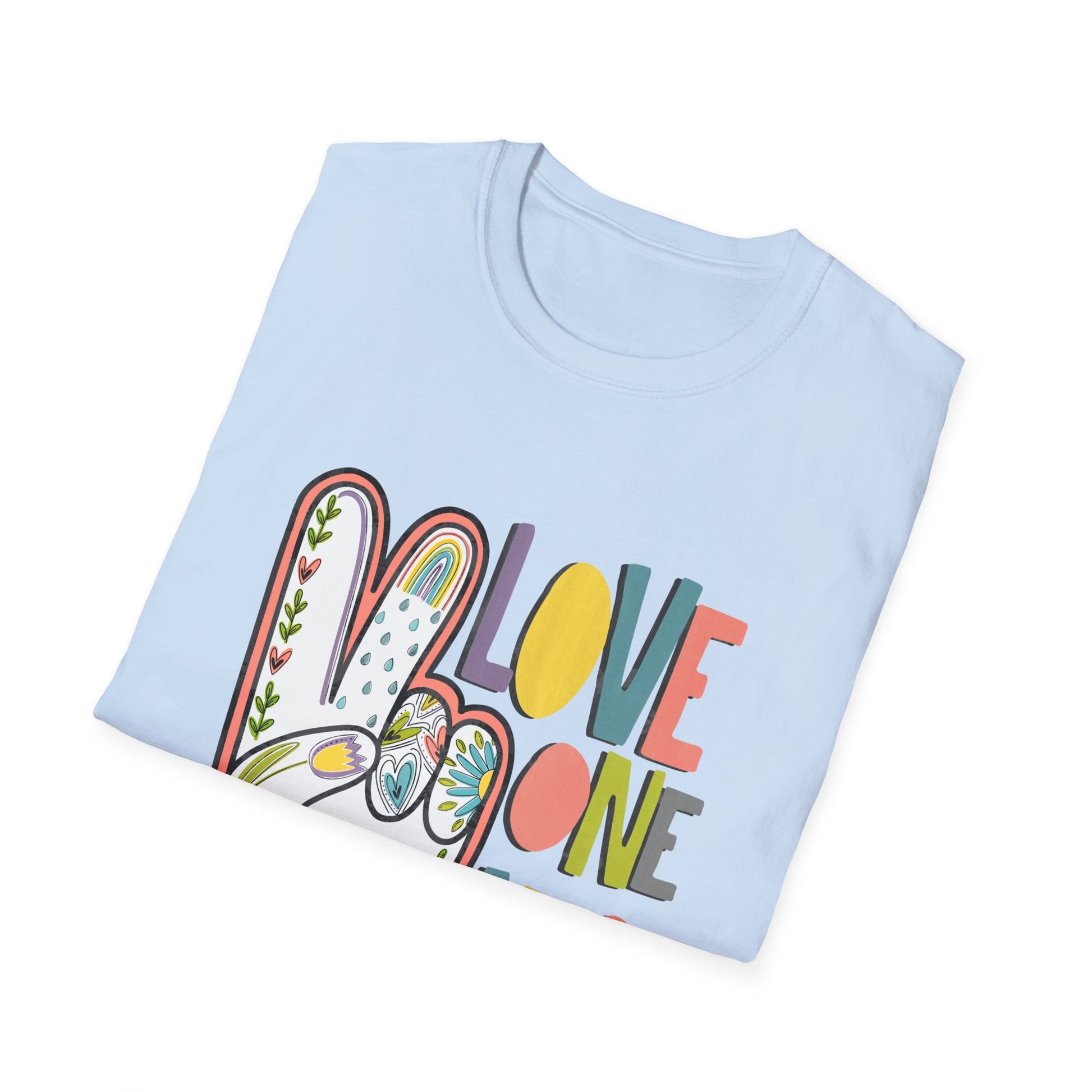Love One Another Unisex Softstyle T-Shirt, Inspirational Tee, Everyday Casual Wear, Gift for Friends, Peace and Love Apparel