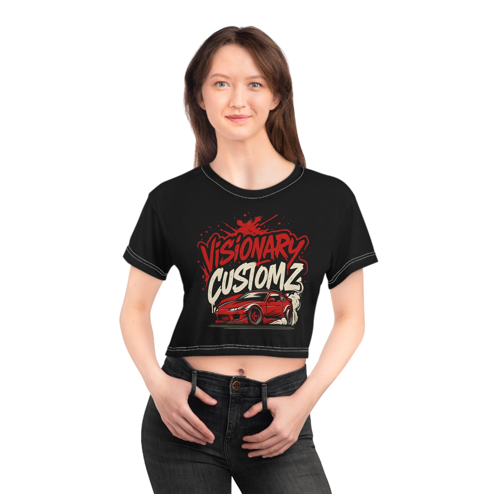 Visionary Customz Crop Tee - Fashionable Streetwear for Car Lovers, Ideal Gift for Birthdays, Fashion Statement, Unique Style, Trendy