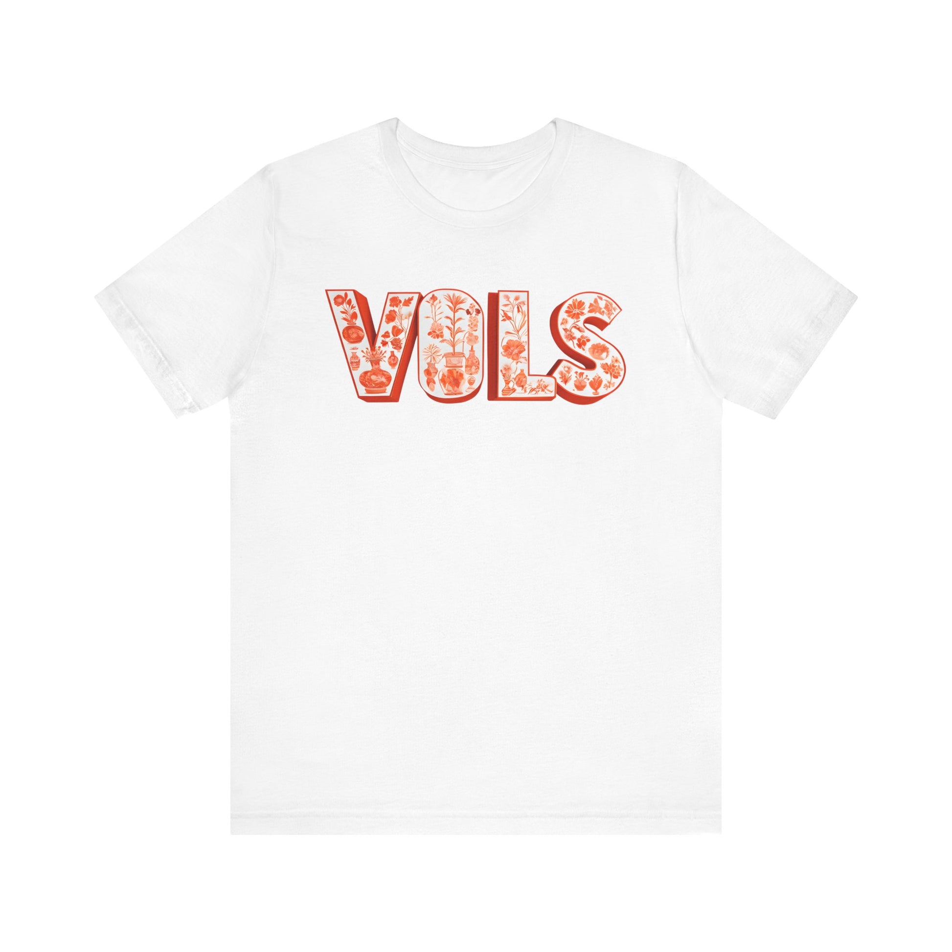 Vibrant Floral 'VOLS' Unisex Jersey Tee, Casual Wear, College Apparel, Game Day Shirt, Gift for Fans, Spring Style