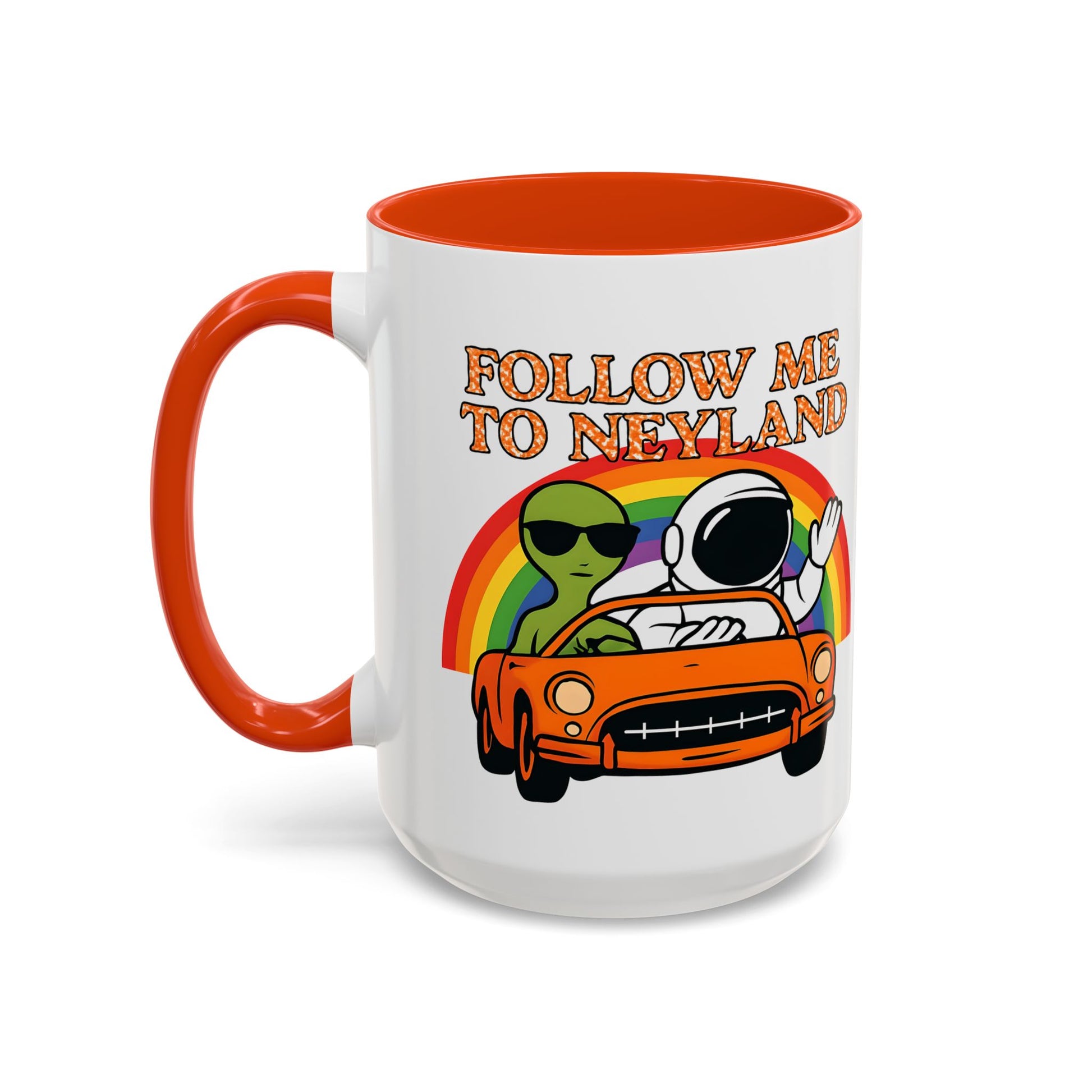 Colorful Alien Adventure Mugs, Fun Decor for Home, Coffee Lover Gifts, Unique Collectibles, Follow Me to Neyland