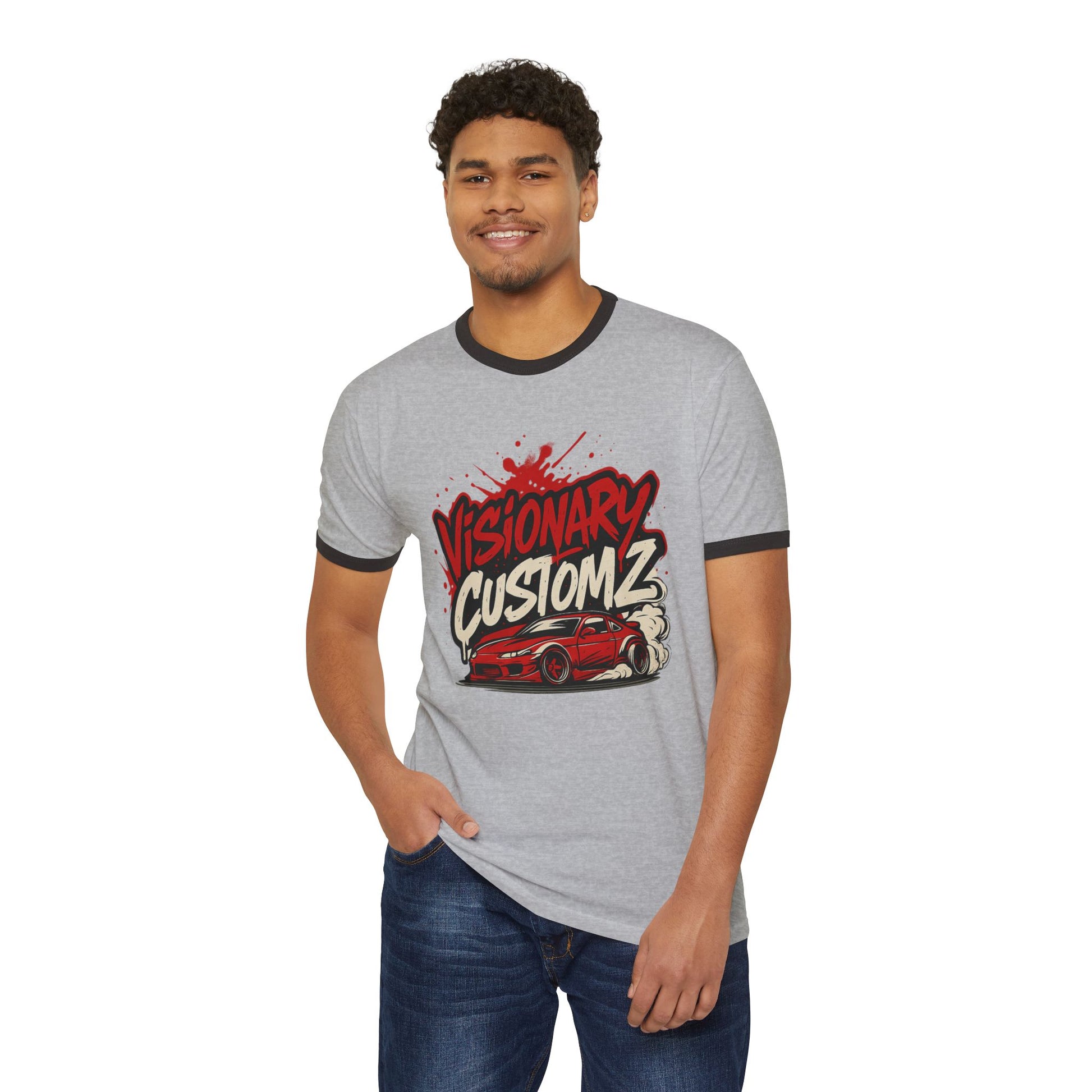 Visionary Custom Car Ringer T-Shirt, Vintage Graphic Tee, Unisex Apparel, Automotive Gift, Casual Streetwear