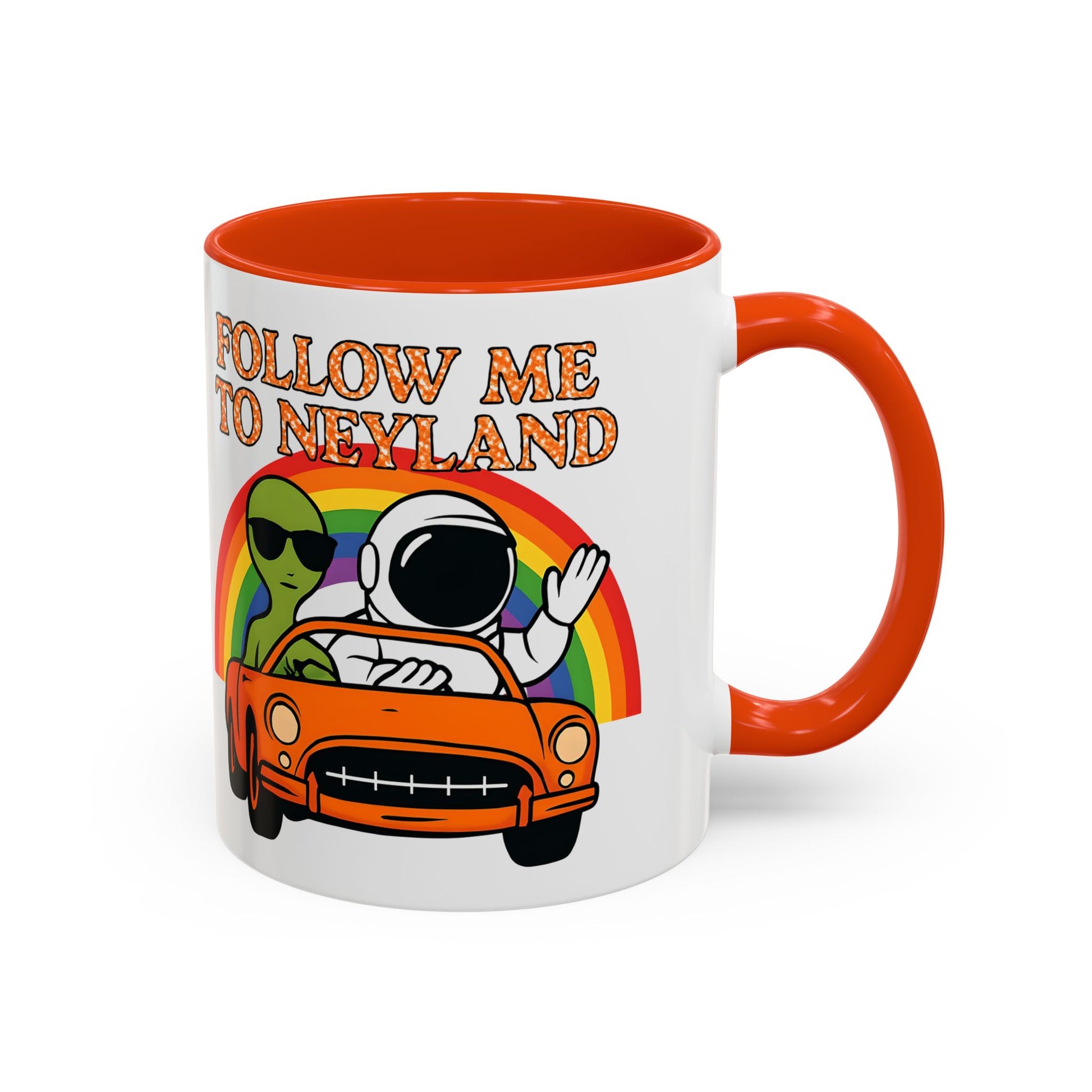 Colorful Alien Adventure Mugs, Fun Decor for Home, Coffee Lover Gifts, Unique Collectibles, Follow Me to Neyland