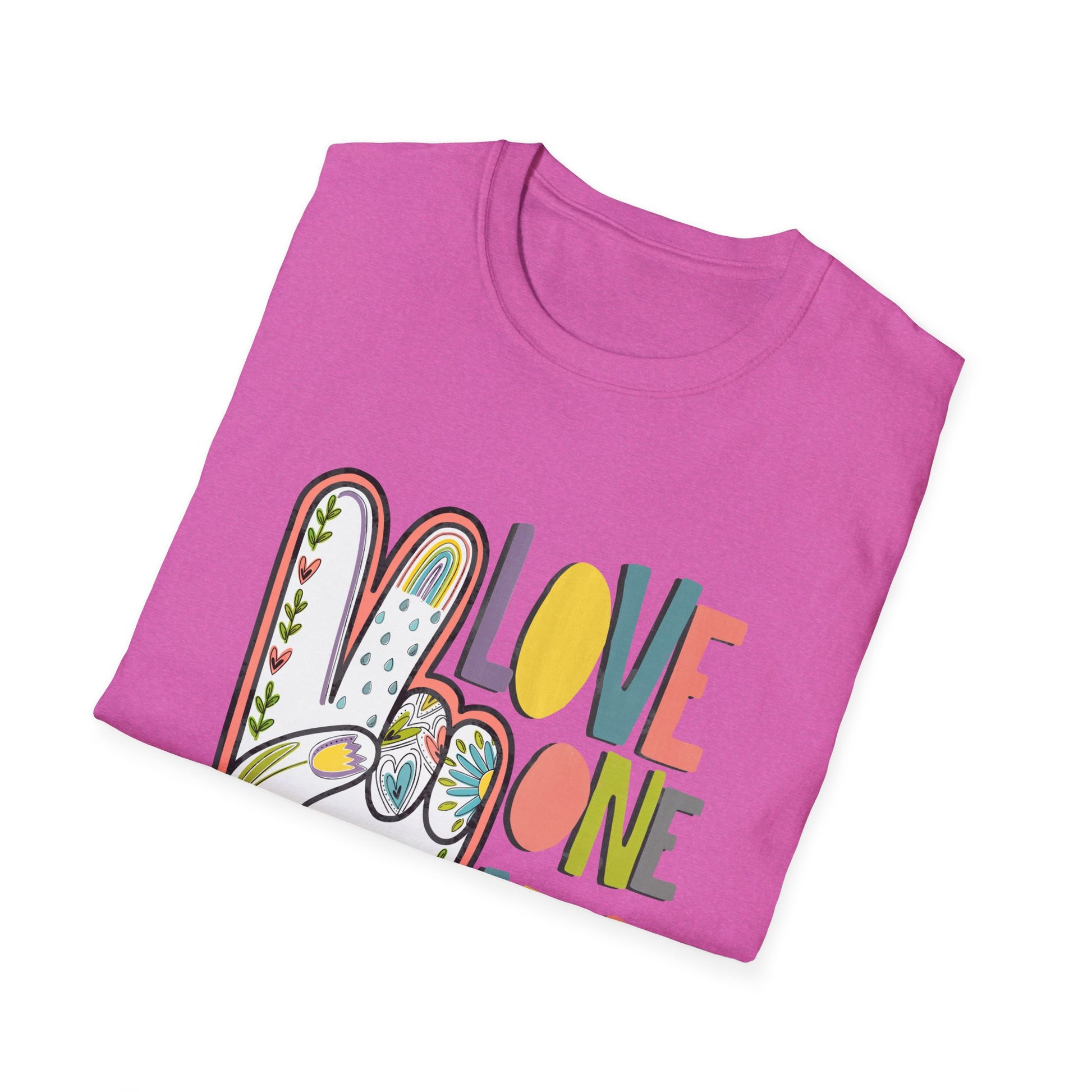 Love One Another Unisex Softstyle T-Shirt, Inspirational Tee, Everyday Casual Wear, Gift for Friends, Peace and Love Apparel