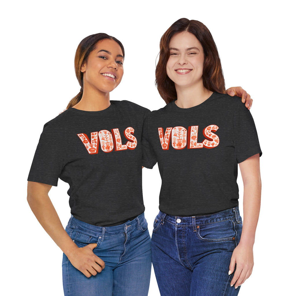 Vibrant Floral 'VOLS' Unisex Jersey Tee, Casual Wear, College Apparel, Game Day Shirt, Gift for Fans, Spring Style