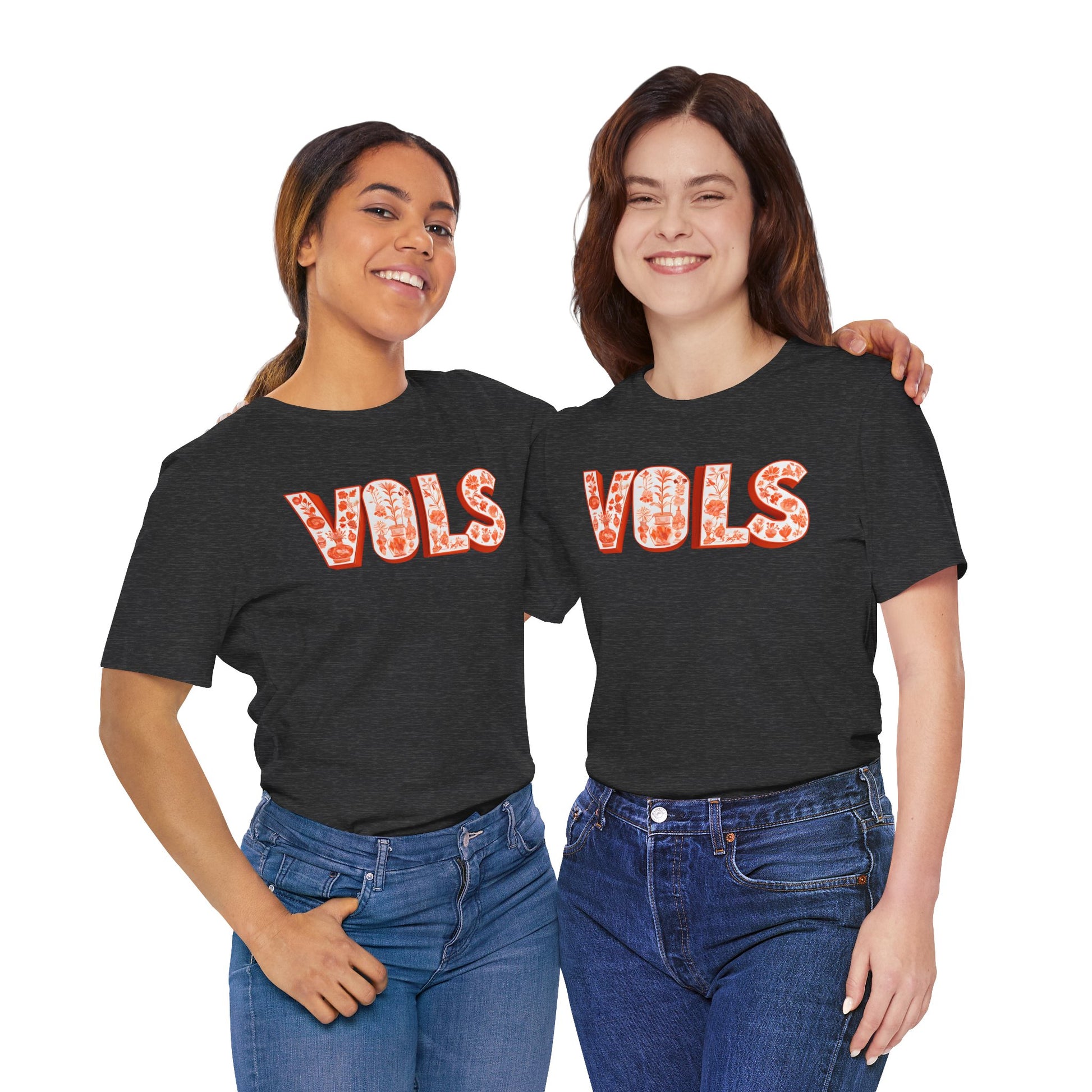 Vibrant Floral 'VOLS' Unisex Jersey Tee, Casual Wear, College Apparel, Game Day Shirt, Gift for Fans, Spring Style