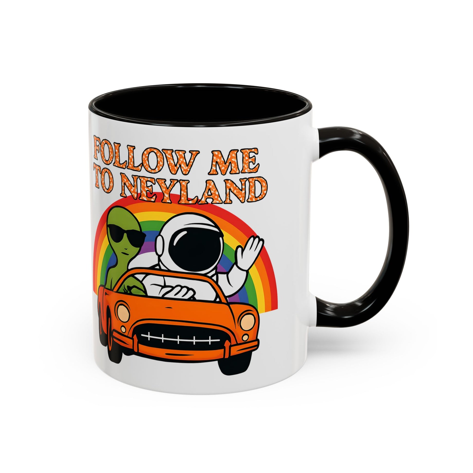 Colorful Alien Adventure Mugs, Fun Decor for Home, Coffee Lover Gifts, Unique Collectibles, Follow Me to Neyland