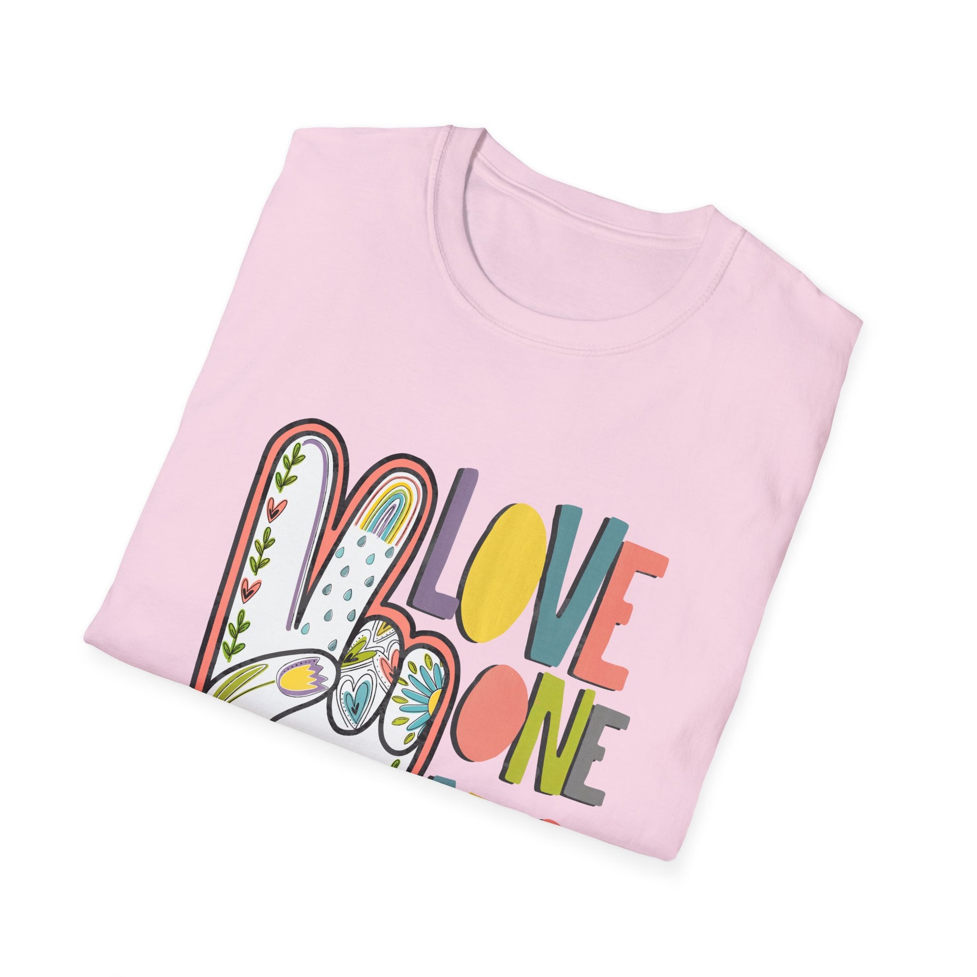 Love One Another Unisex Softstyle T-Shirt, Inspirational Tee, Everyday Casual Wear, Gift for Friends, Peace and Love Apparel