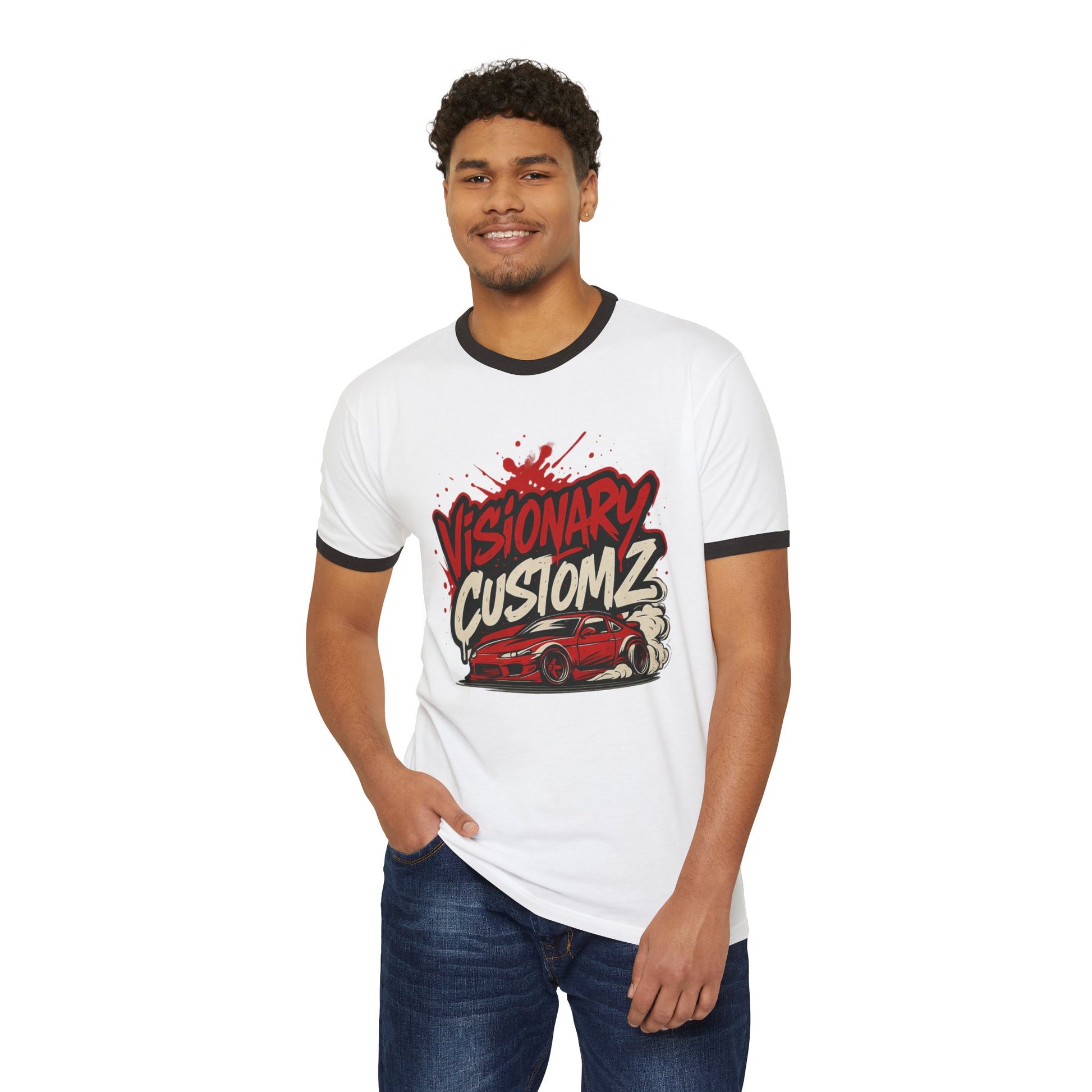 Visionary Custom Car Ringer T-Shirt, Vintage Graphic Tee, Unisex Apparel, Automotive Gift, Casual Streetwear