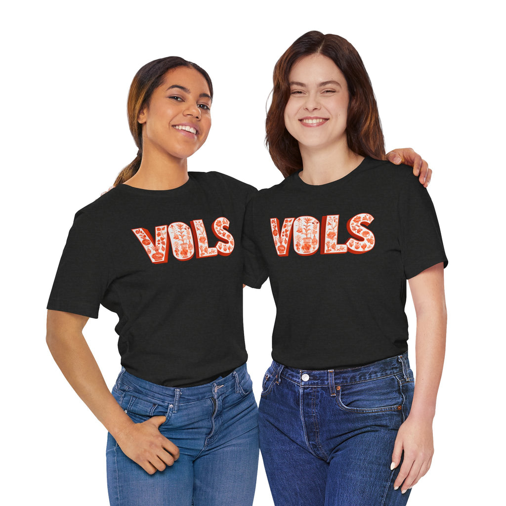 Vibrant Floral 'VOLS' Unisex Jersey Tee, Casual Wear, College Apparel, Game Day Shirt, Gift for Fans, Spring Style