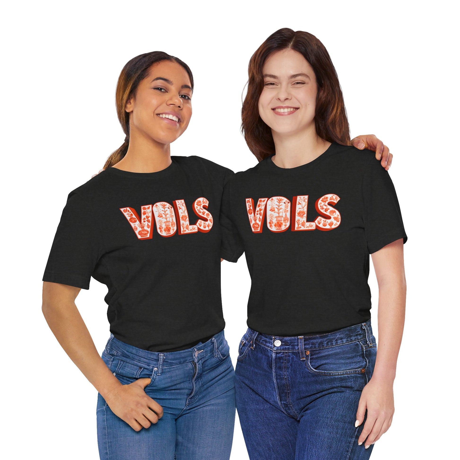 Vibrant Floral 'VOLS' Unisex Jersey Tee, Casual Wear, College Apparel, Game Day Shirt, Gift for Fans, Spring Style