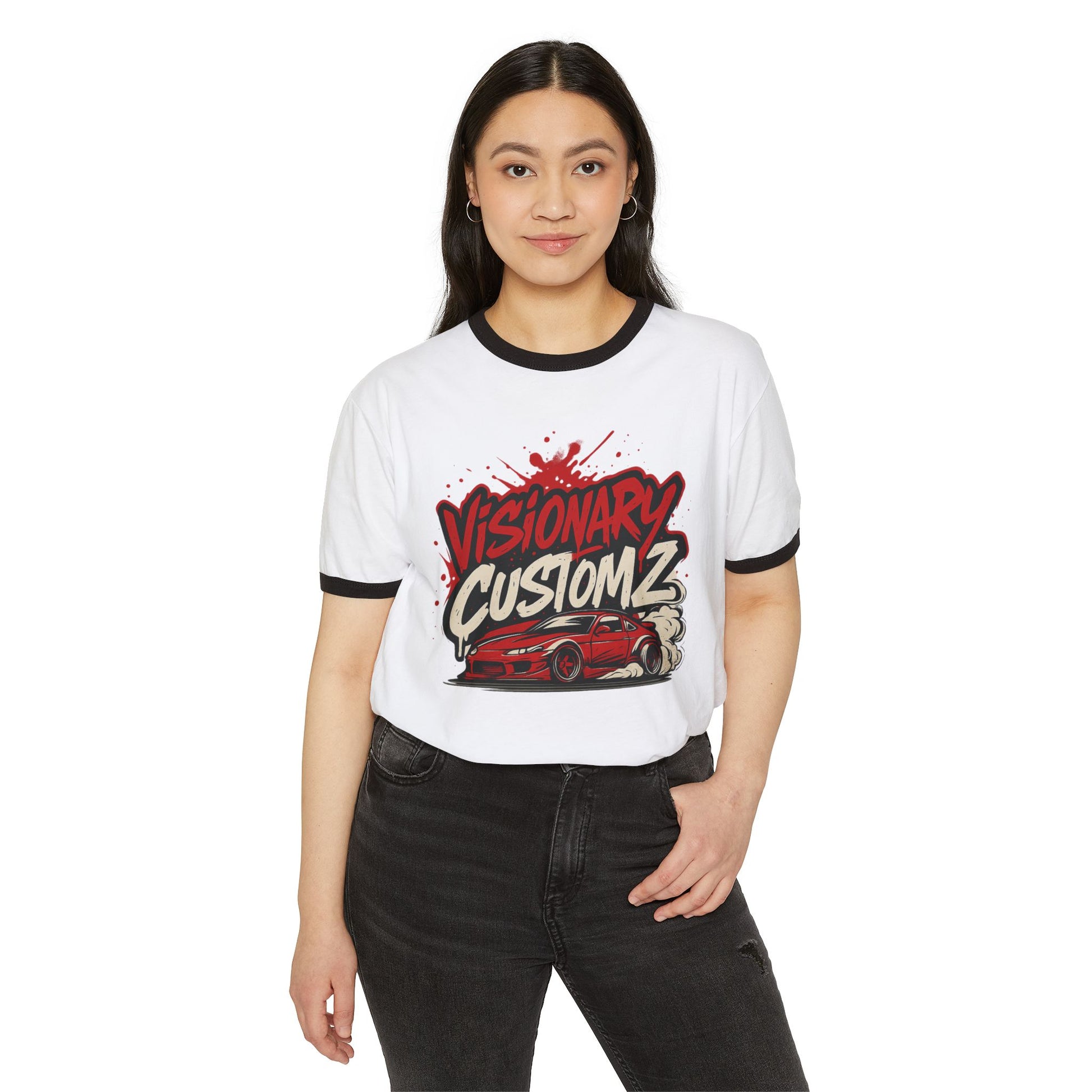 Visionary Custom Car Ringer T-Shirt, Vintage Graphic Tee, Unisex Apparel, Automotive Gift, Casual Streetwear