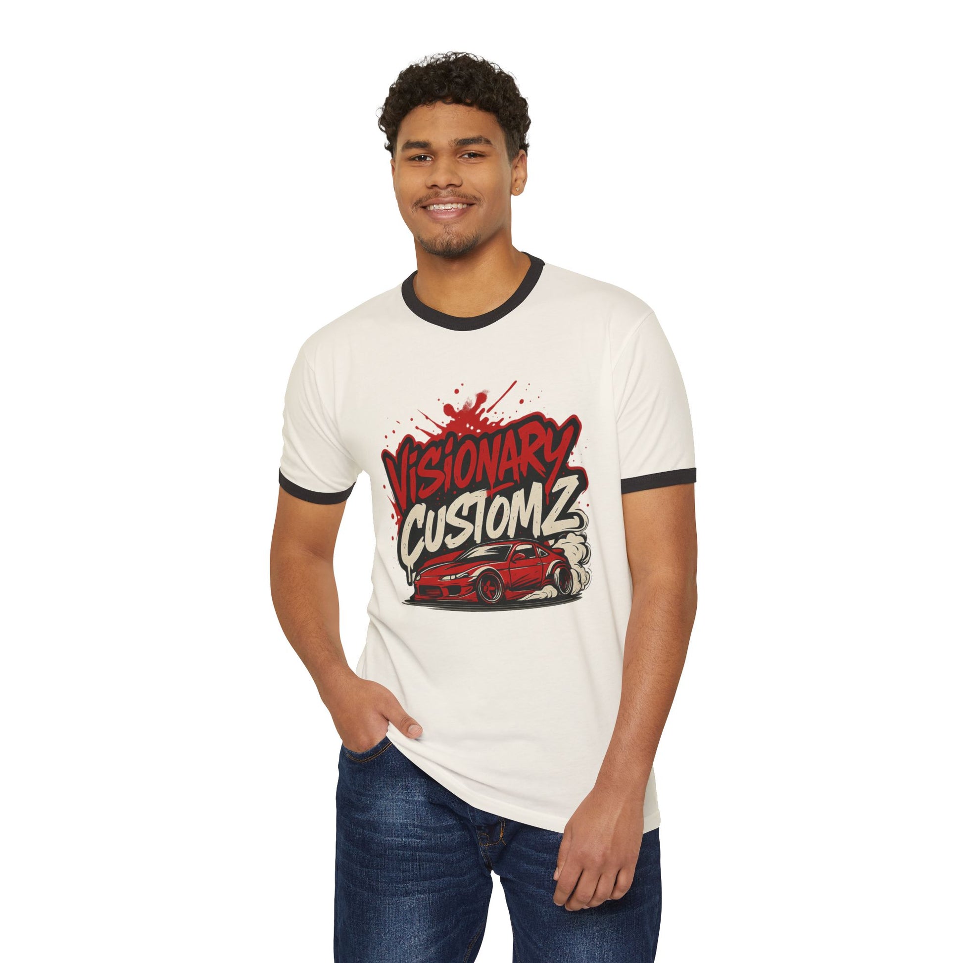 Visionary Custom Car Ringer T-Shirt, Vintage Graphic Tee, Unisex Apparel, Automotive Gift, Casual Streetwear