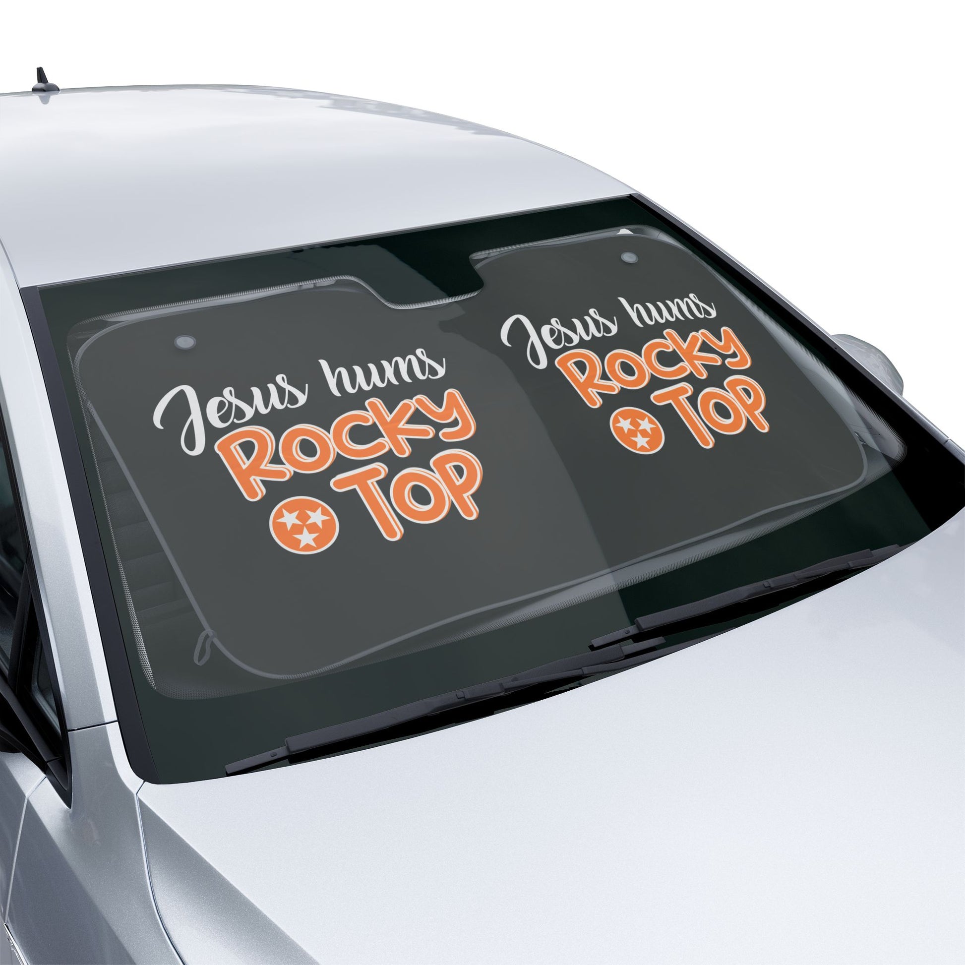 Jesus Hums Rocky Top Car Sun Shades, UV Protection, Auto Accessories, Travel Gift, Summer Essentials, Tennessee Pride